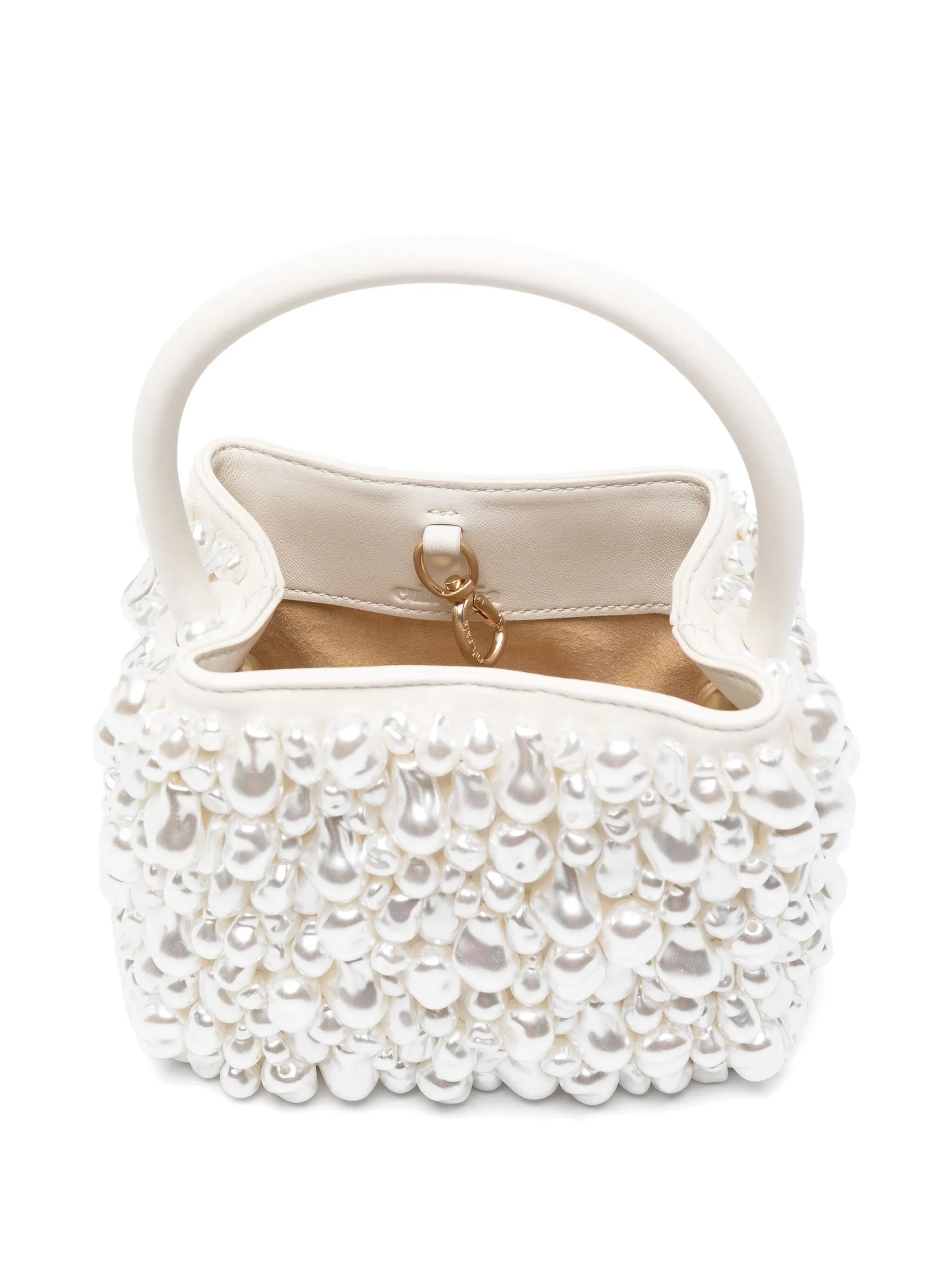 Solene pearl-embellished top handle bag