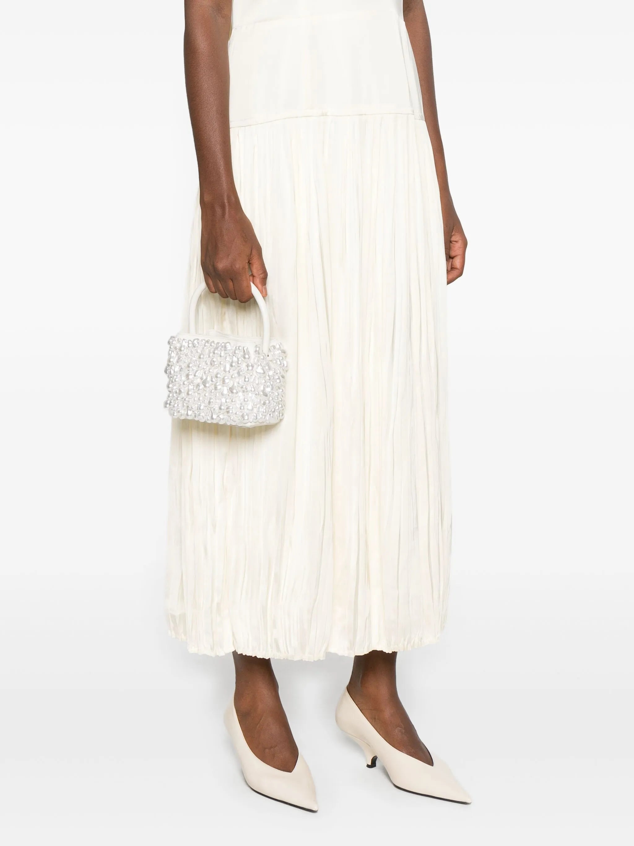 Solene pearl-embellished top handle bag
