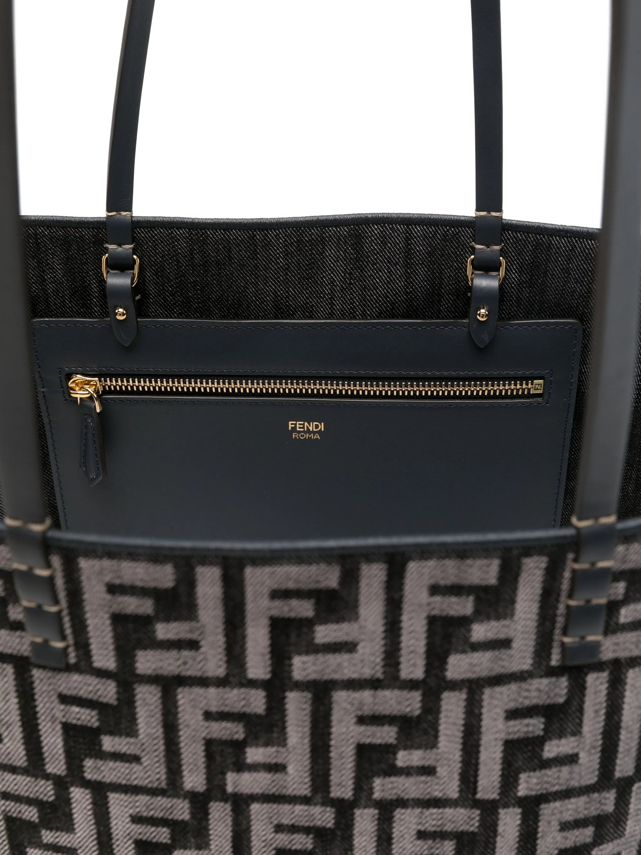 large Roll denim FF-jacquard tote bag