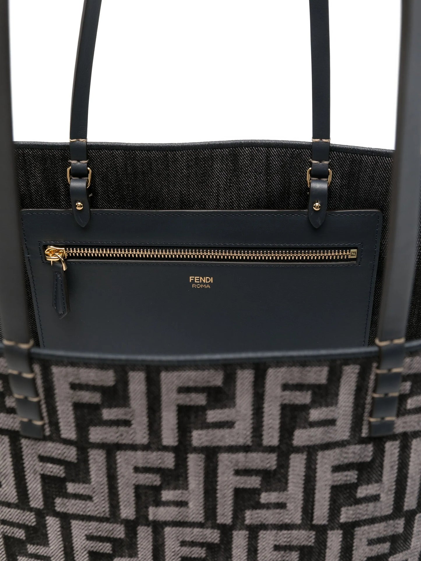 large Roll denim FF-jacquard tote bag