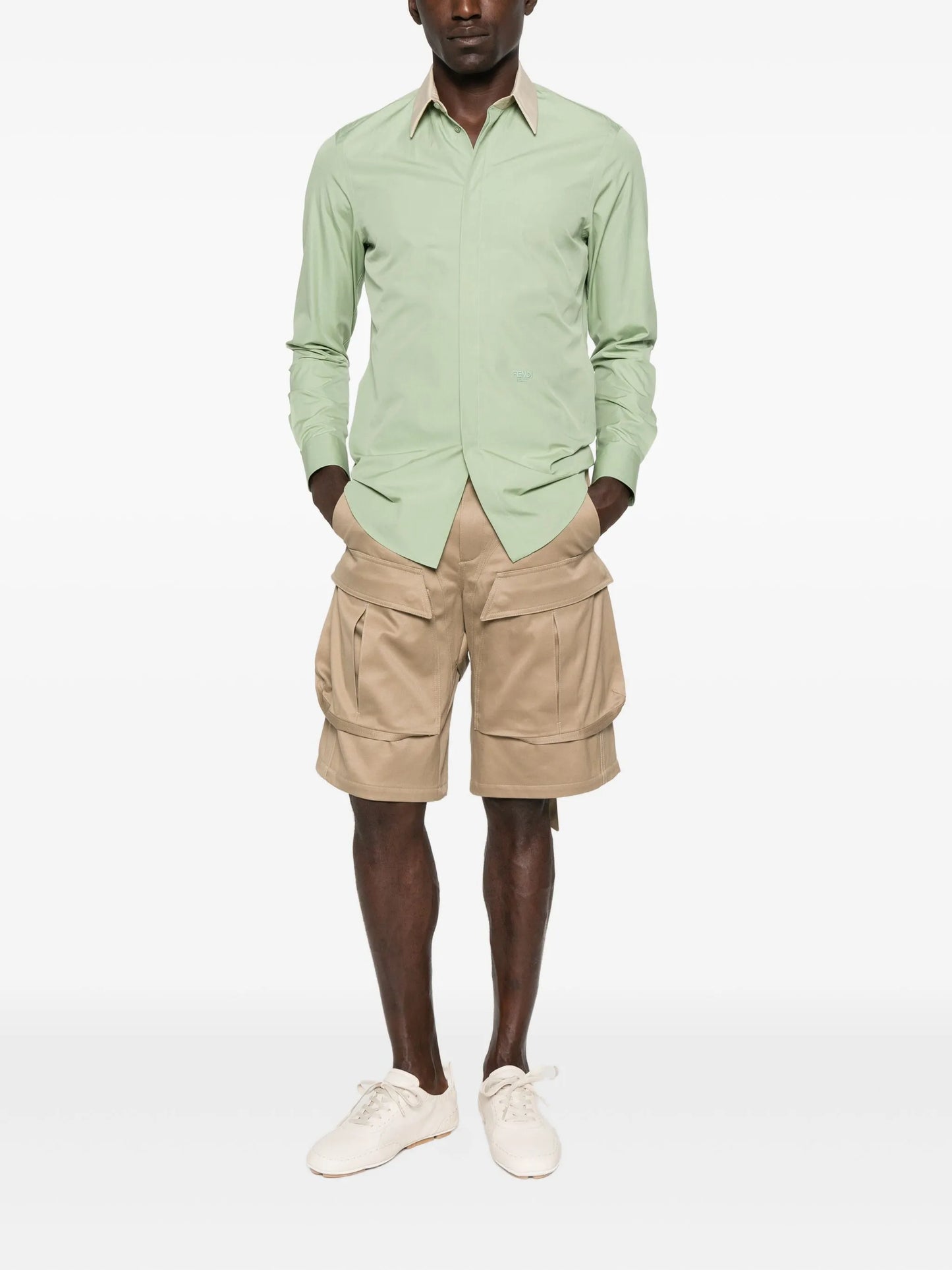 poplin contrast-collar shirt