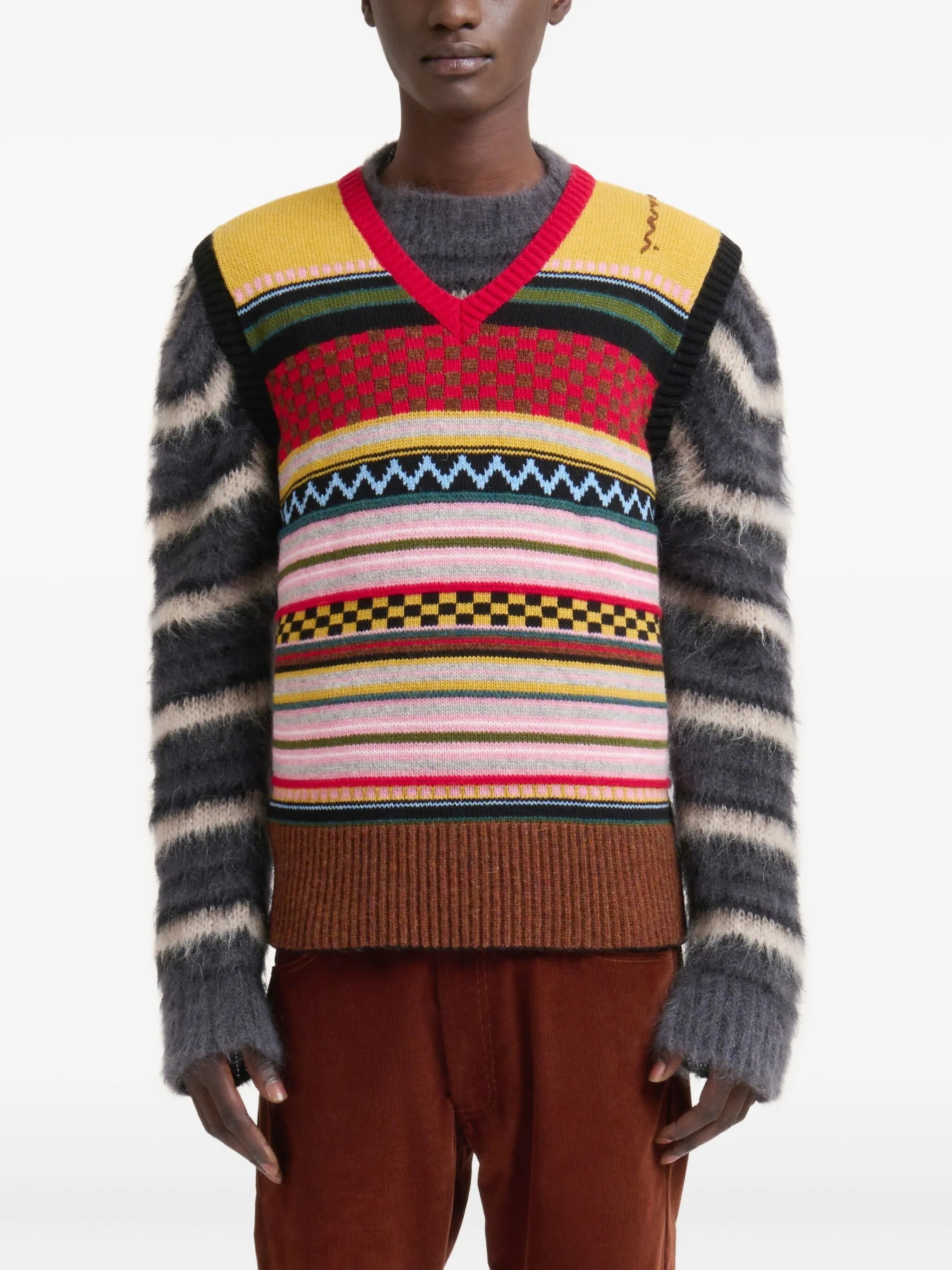 striped wool vest