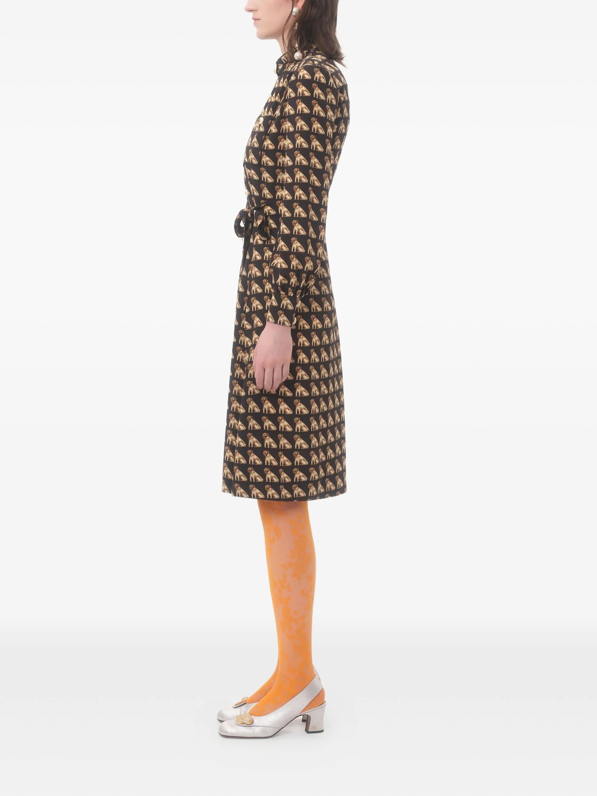 Petit Charles-print crepe de chine midi dress