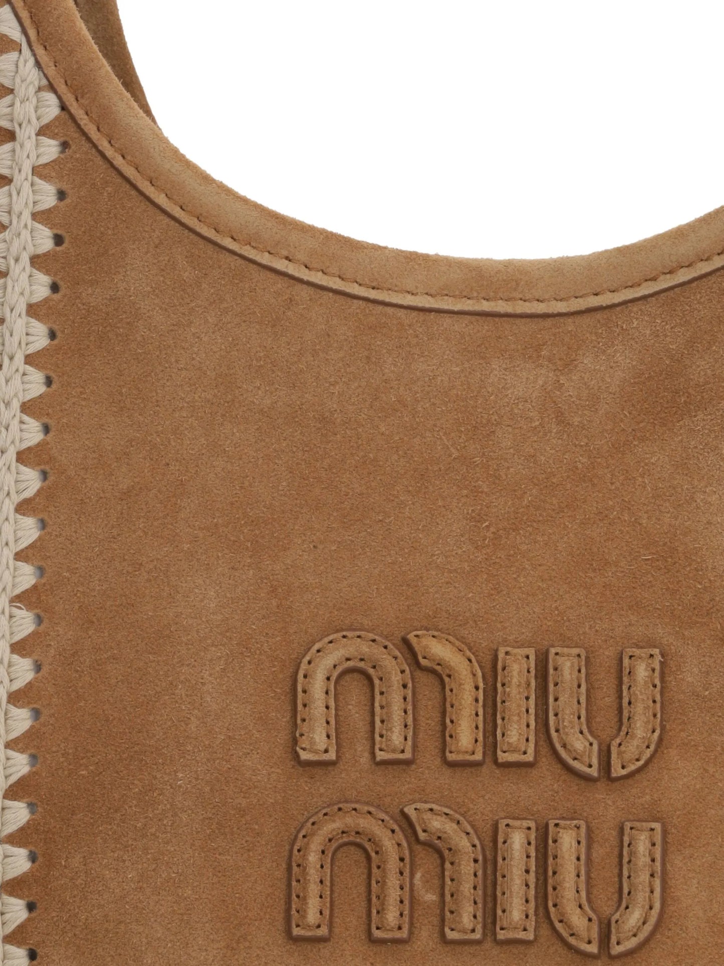 Miu Miu Ivy Suede Crochet Patchwork Tote