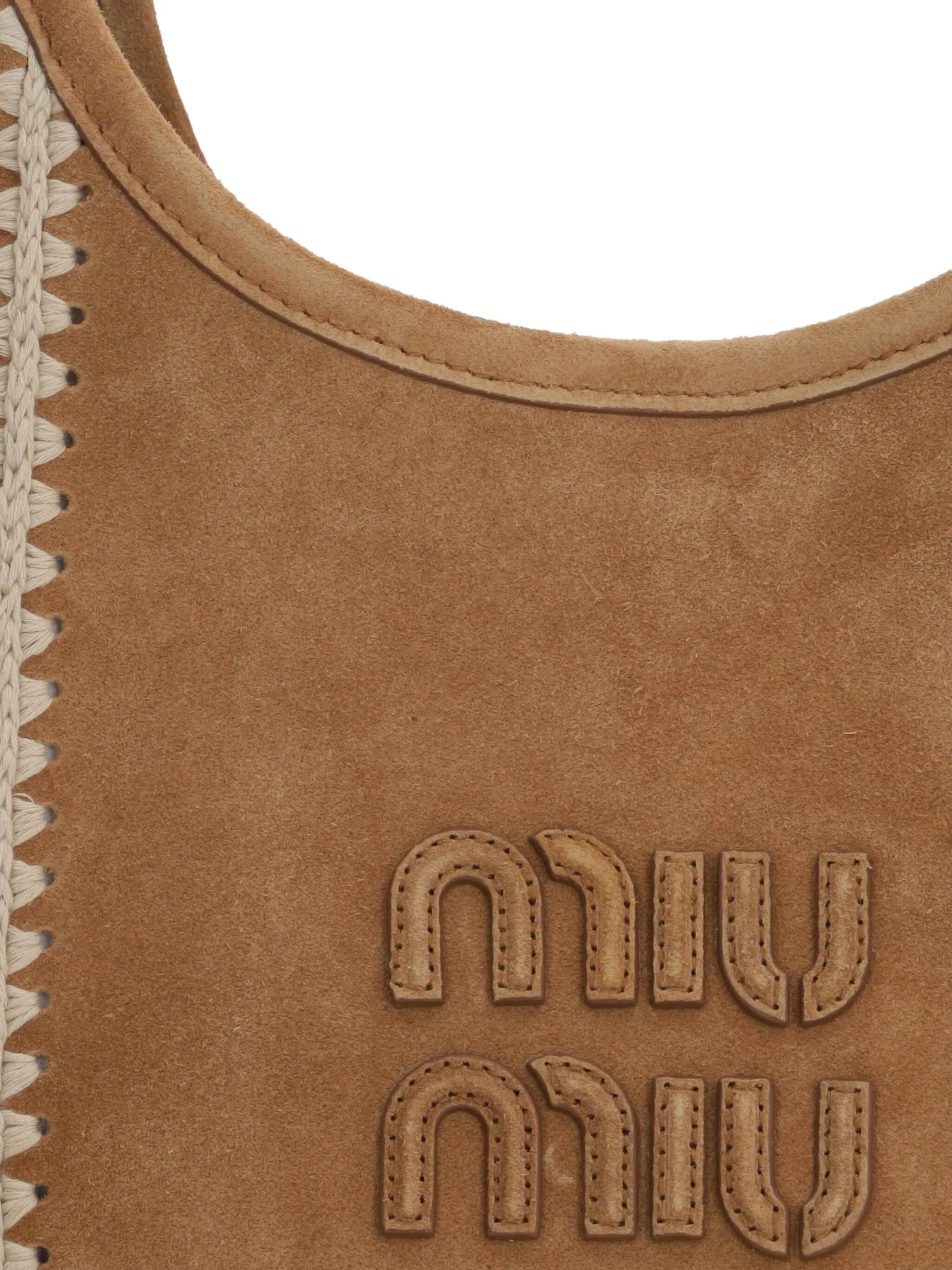 Miu Miu Ivy Suede Crochet Patchwork Tote
