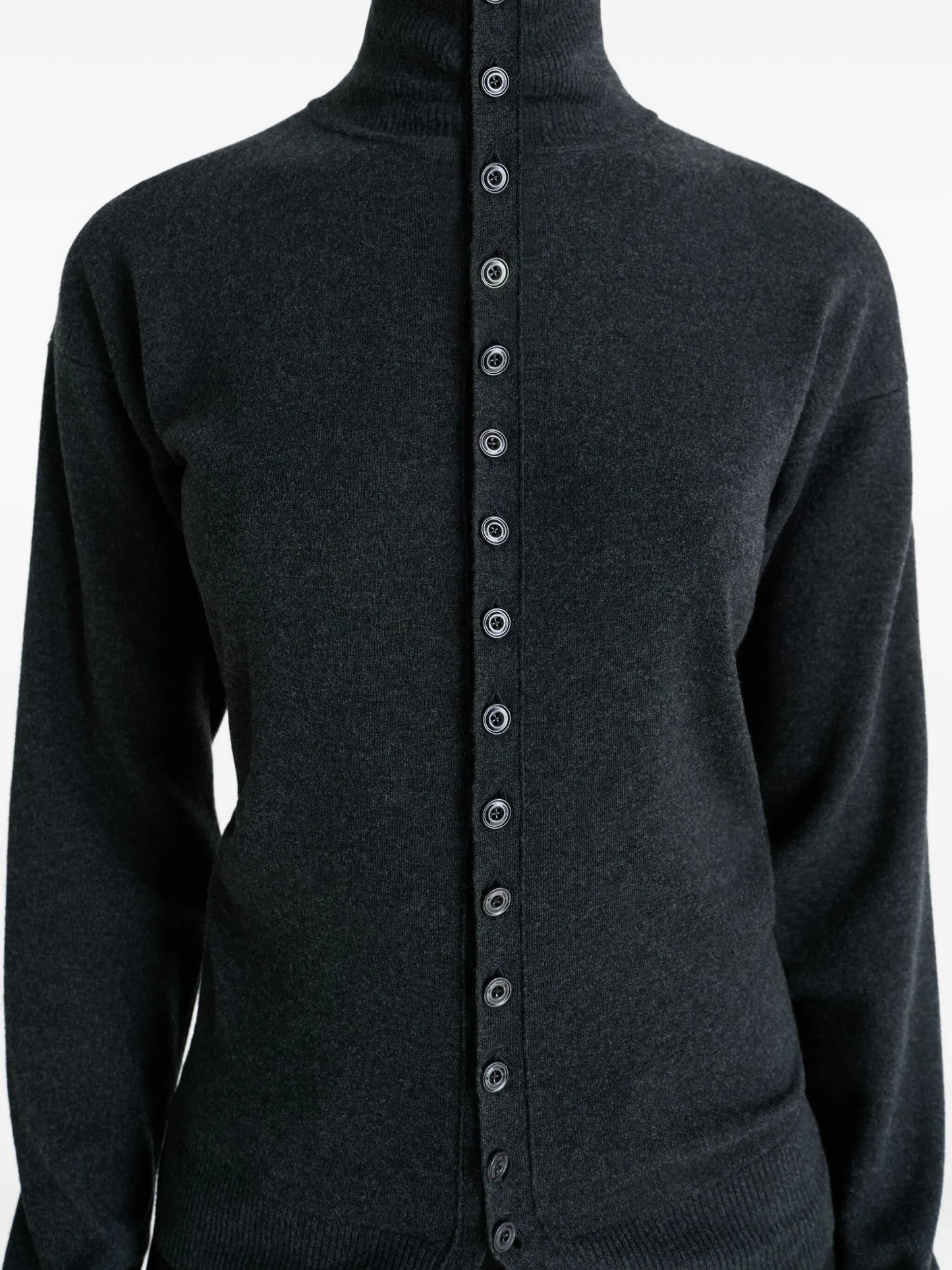high-neck buttoned cardigan