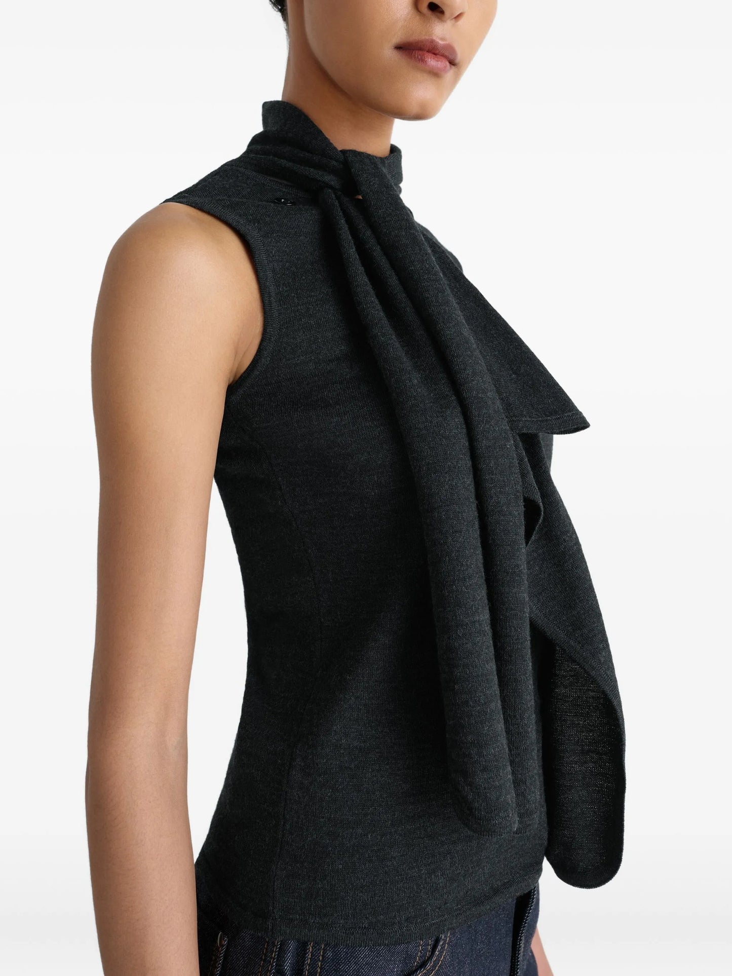 tie-neck knitted vest