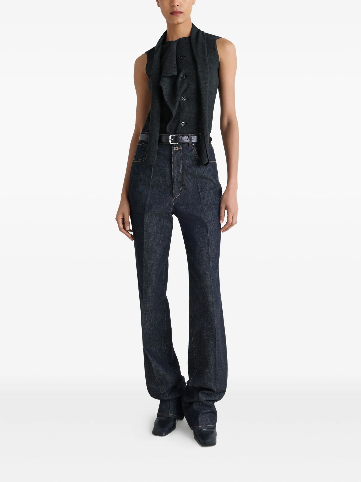 tie-neck knitted vest