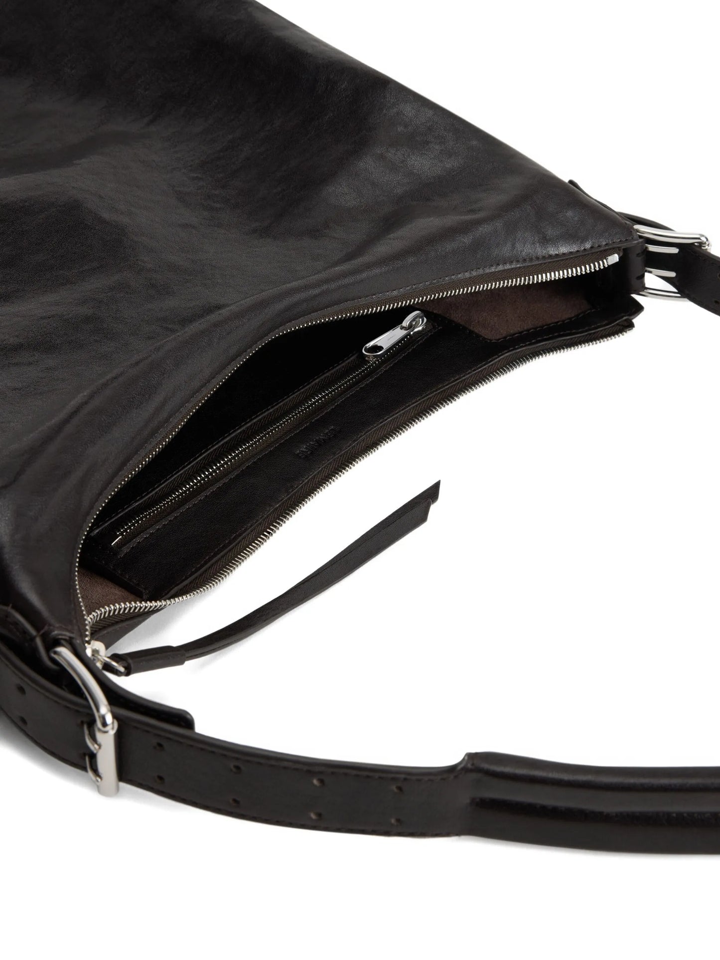 belted shoulder bag in leather