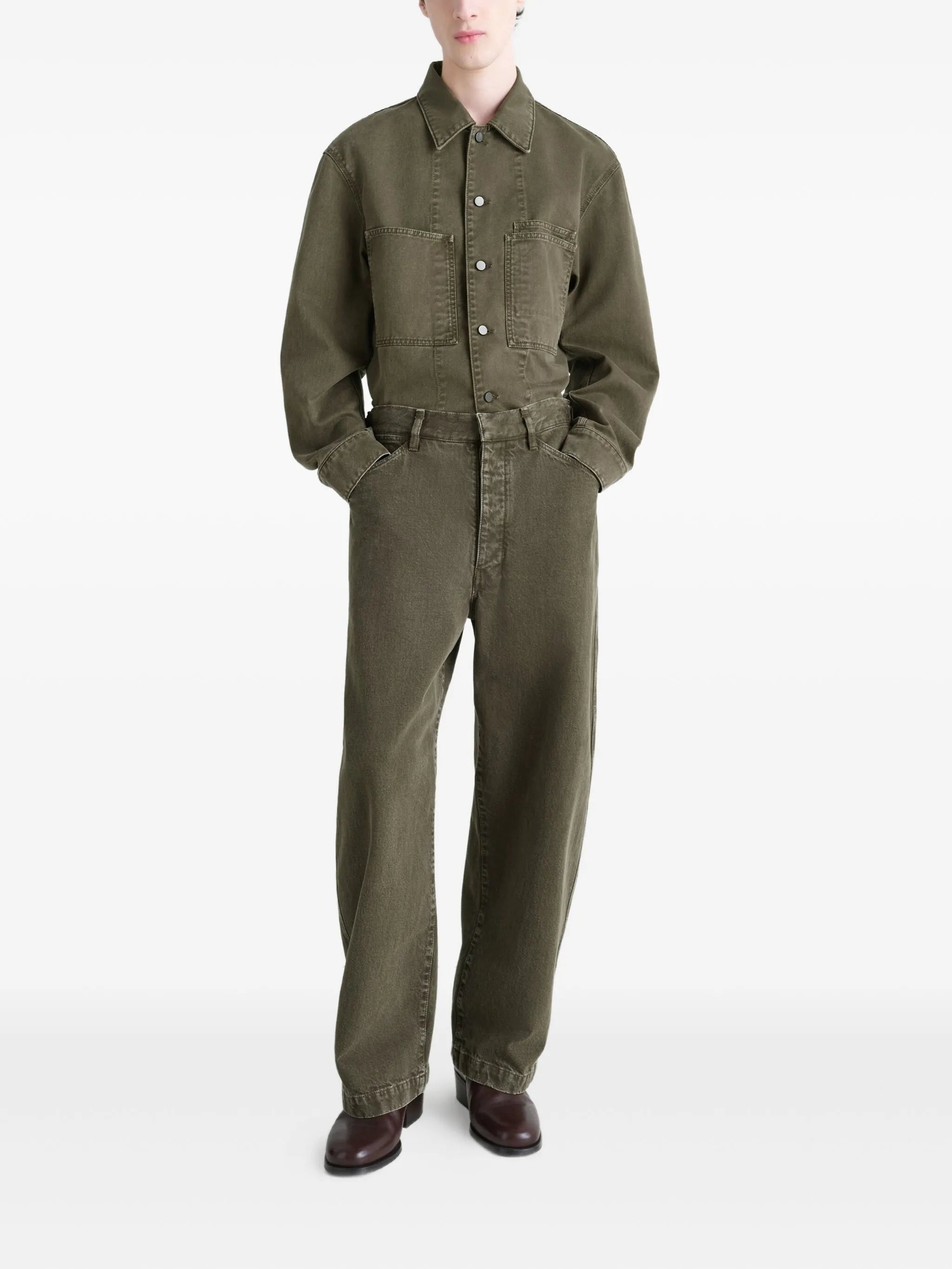 patch-pocket denim overshirt