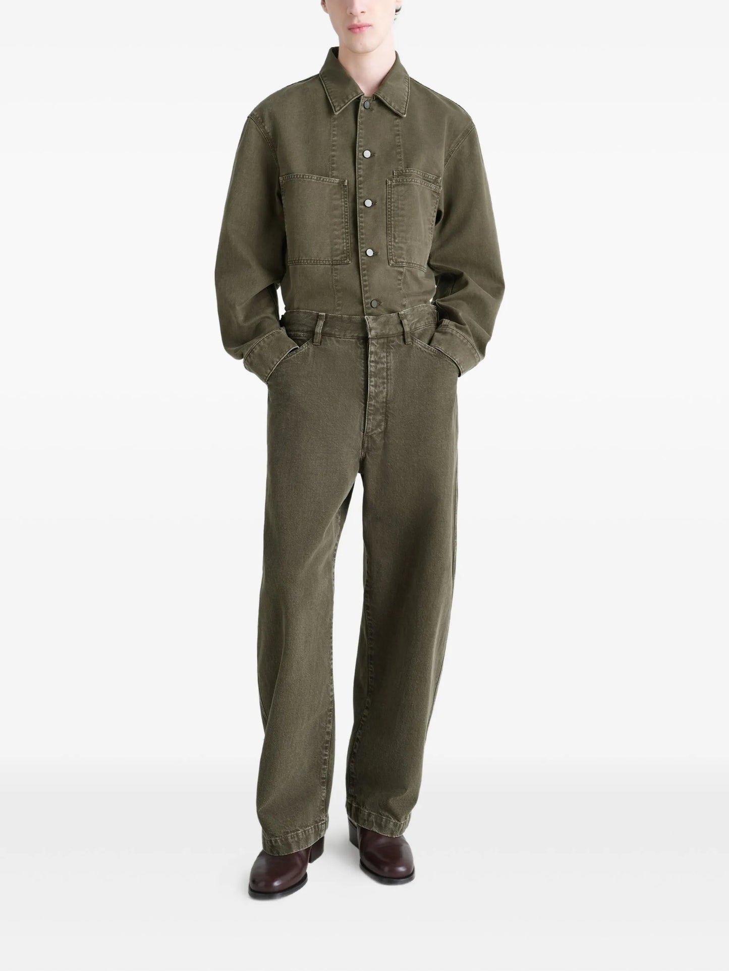 patch-pocket denim overshirt