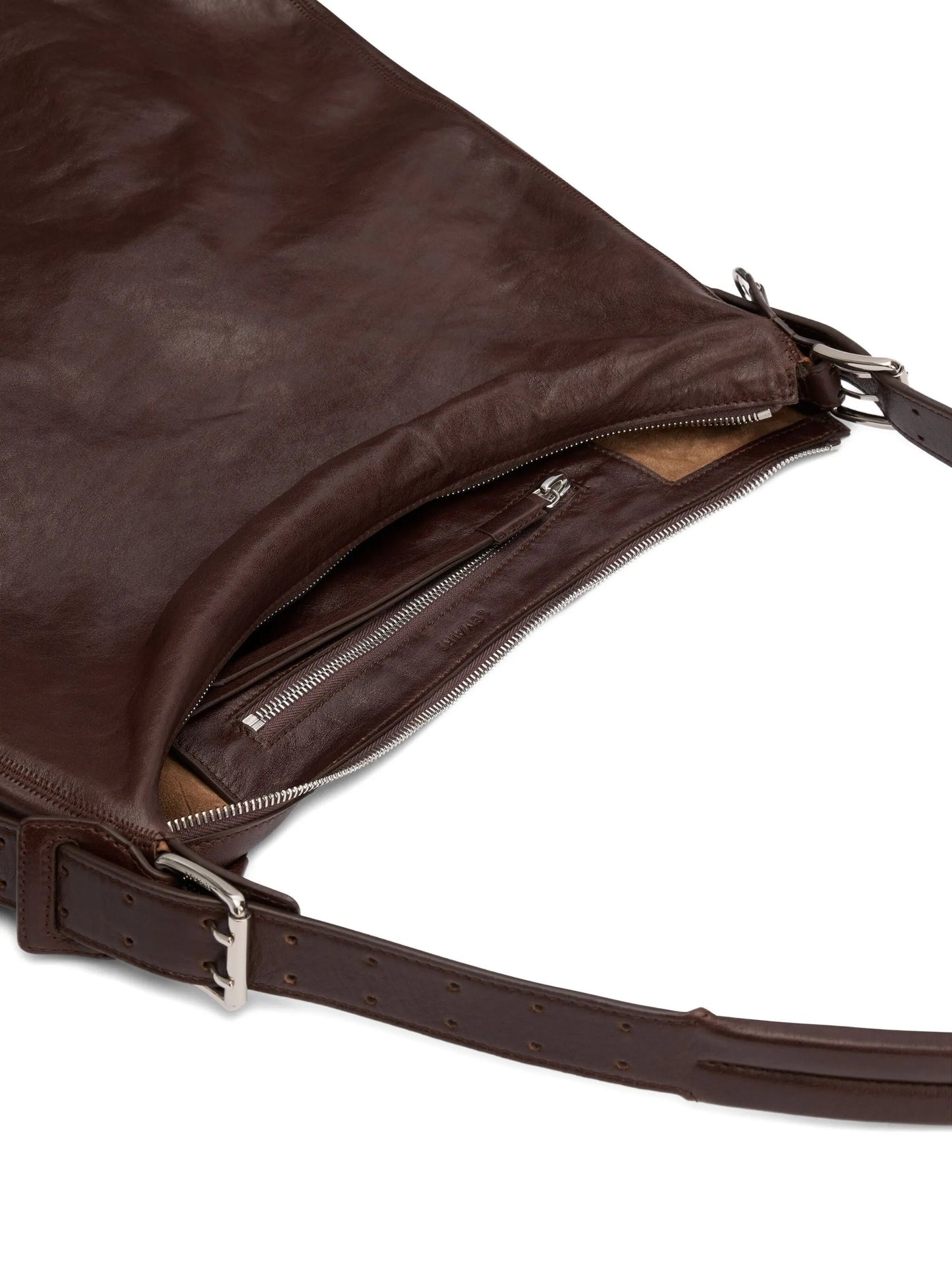 belted shoulder bag in leather