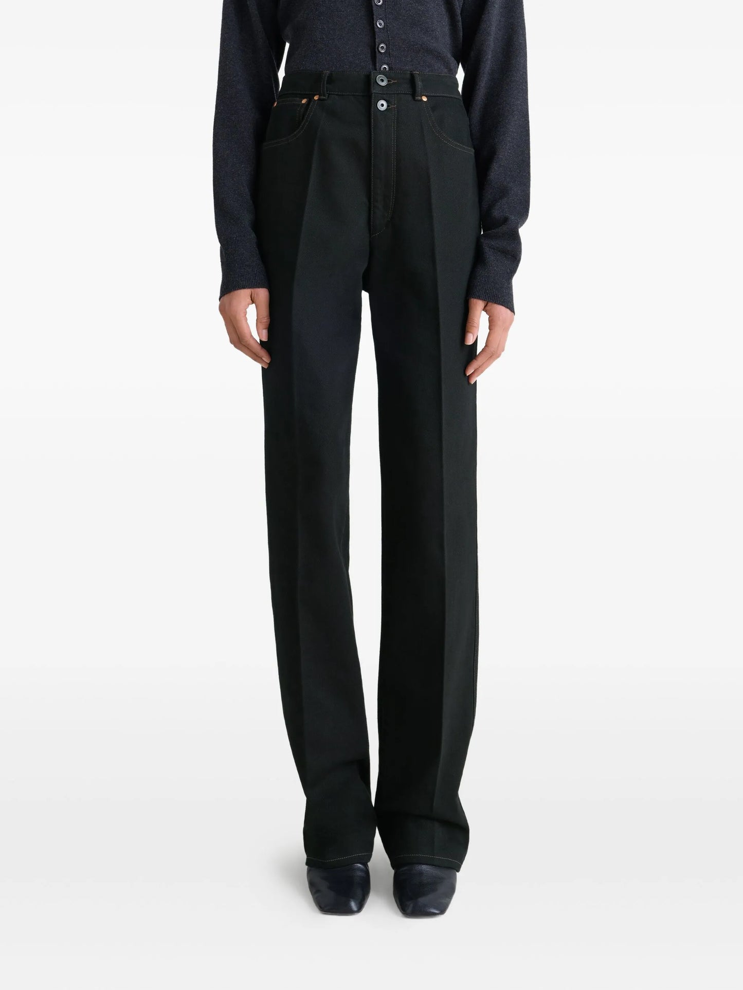 high-waisted trousers