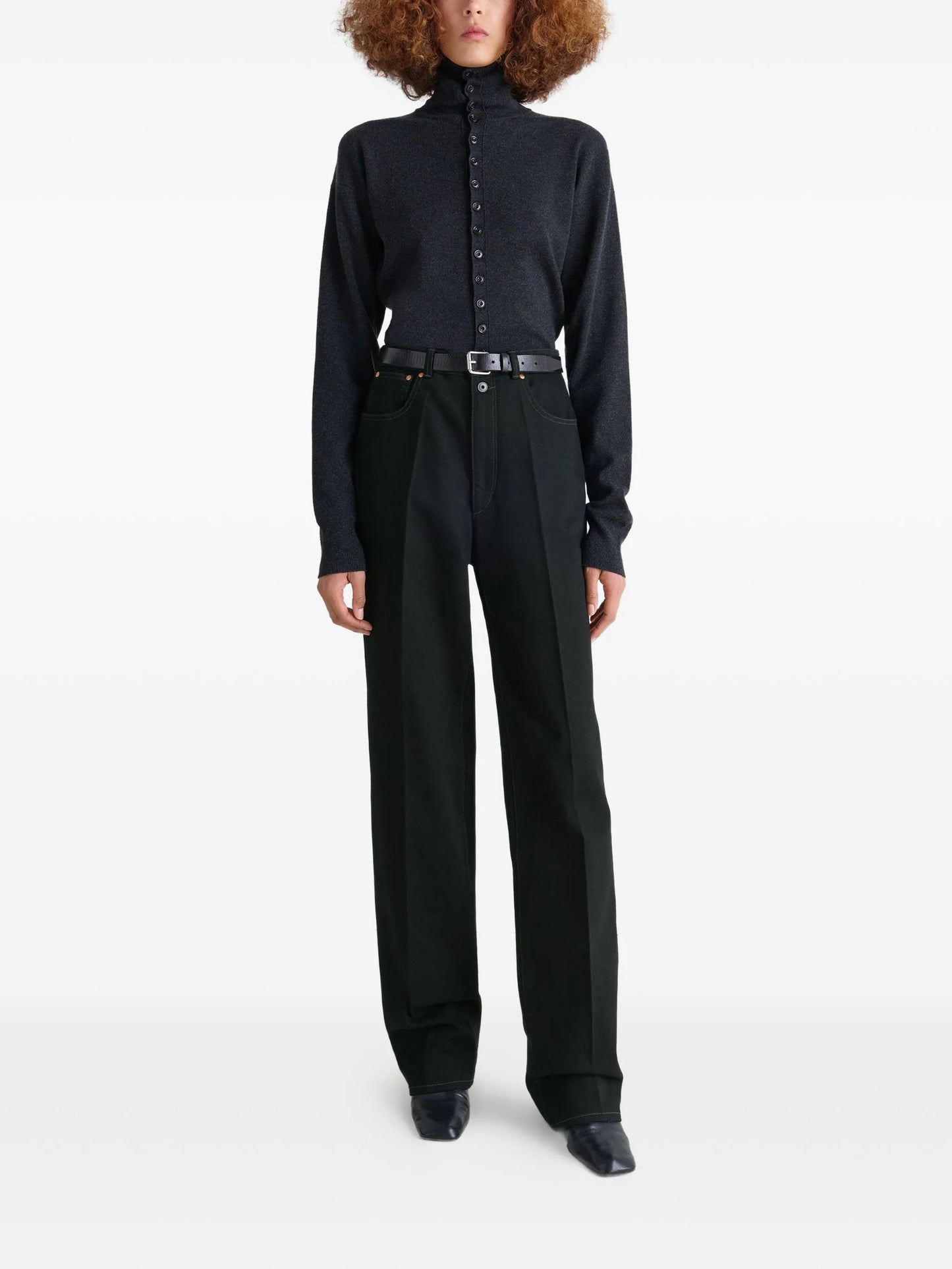 high-waisted trousers
