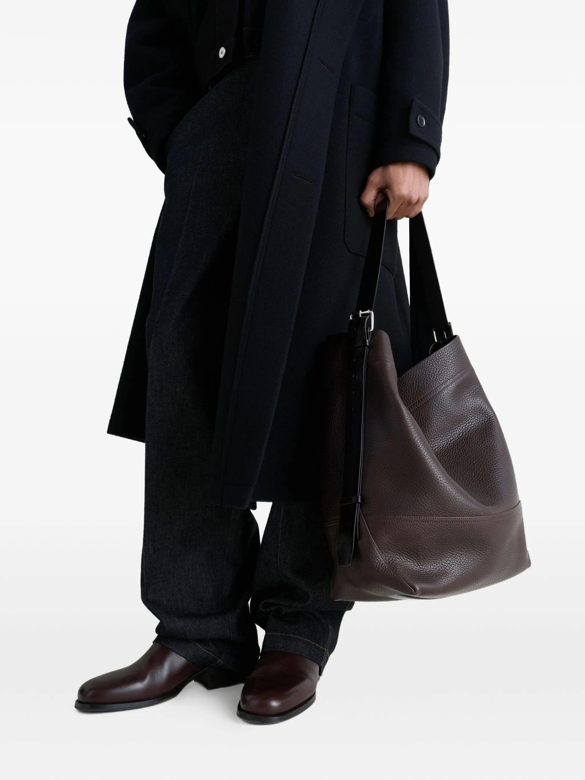 large belted tote bag