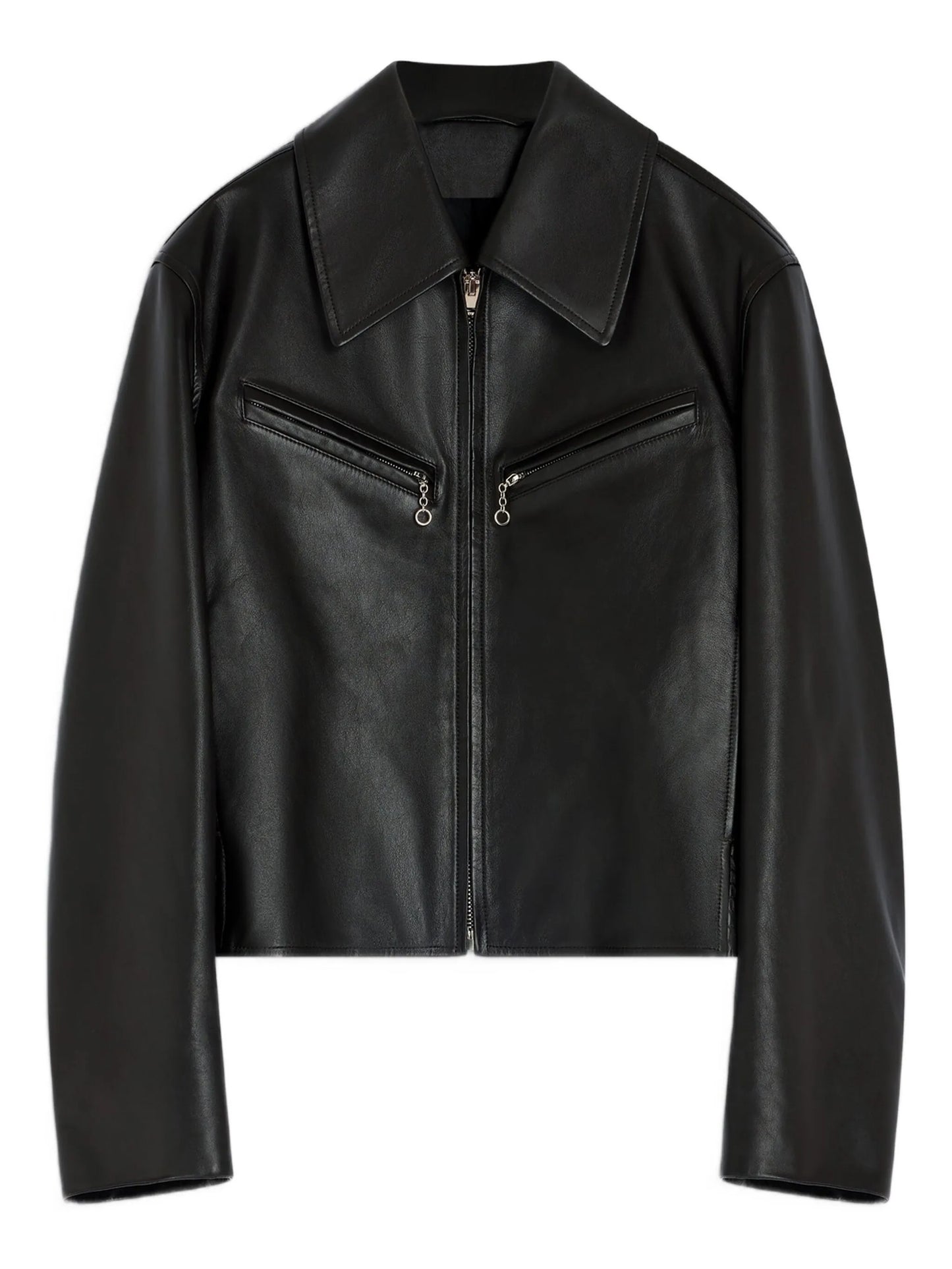 zip-front leather jacket