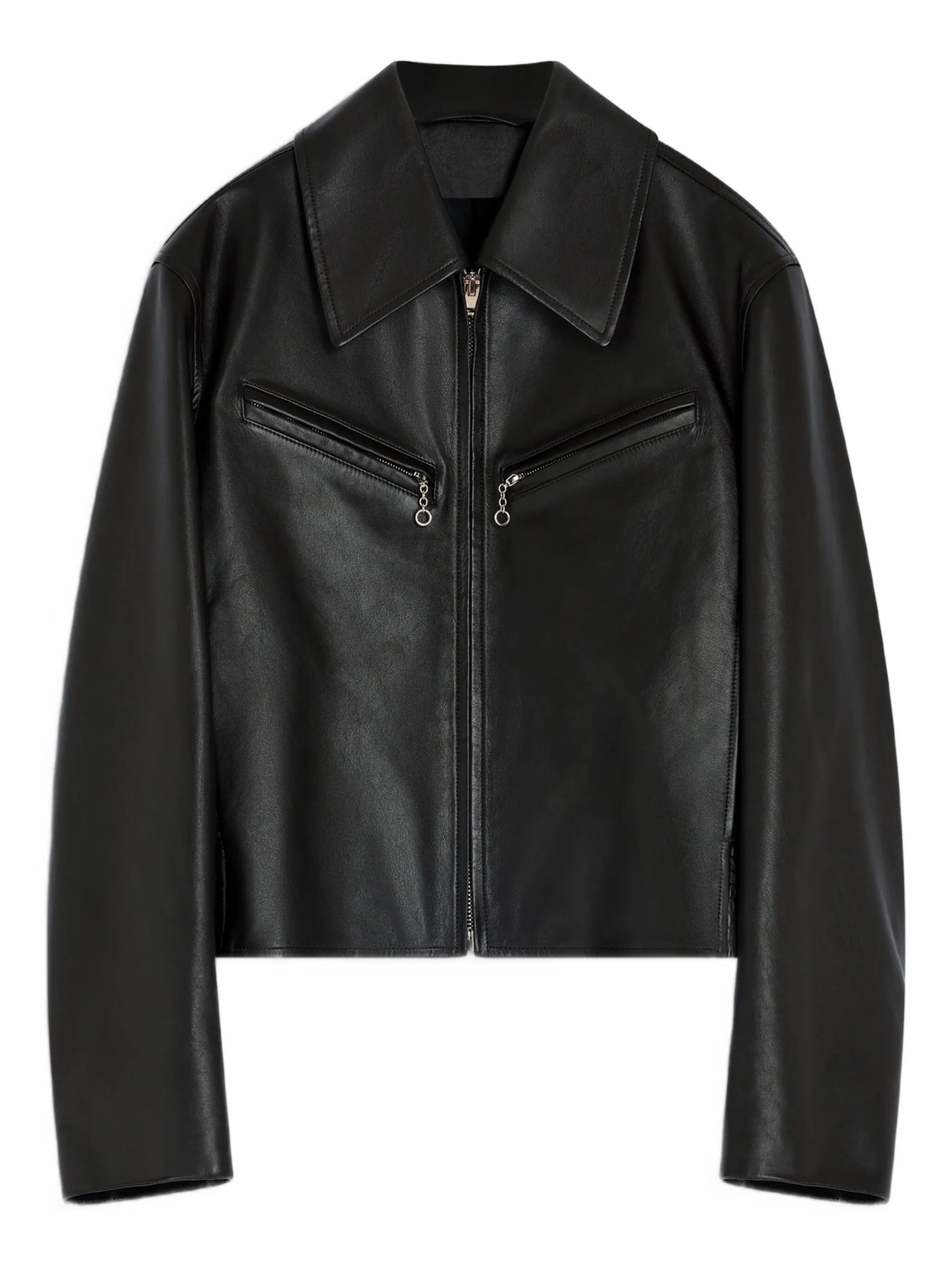zip-front leather jacket