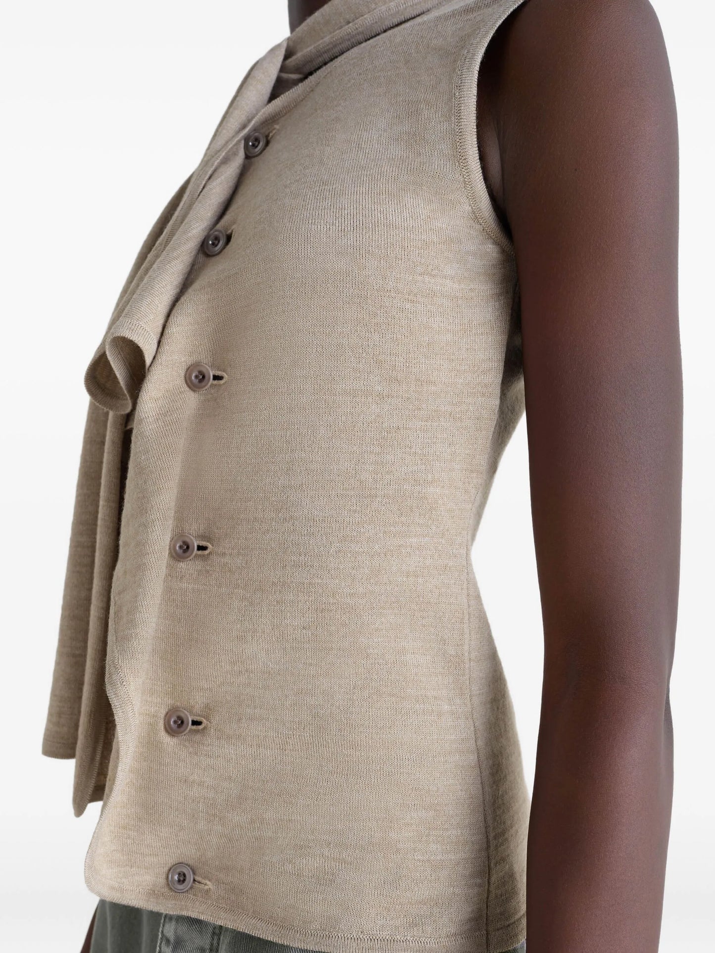 tie-neck asymmetrical-design knitted top