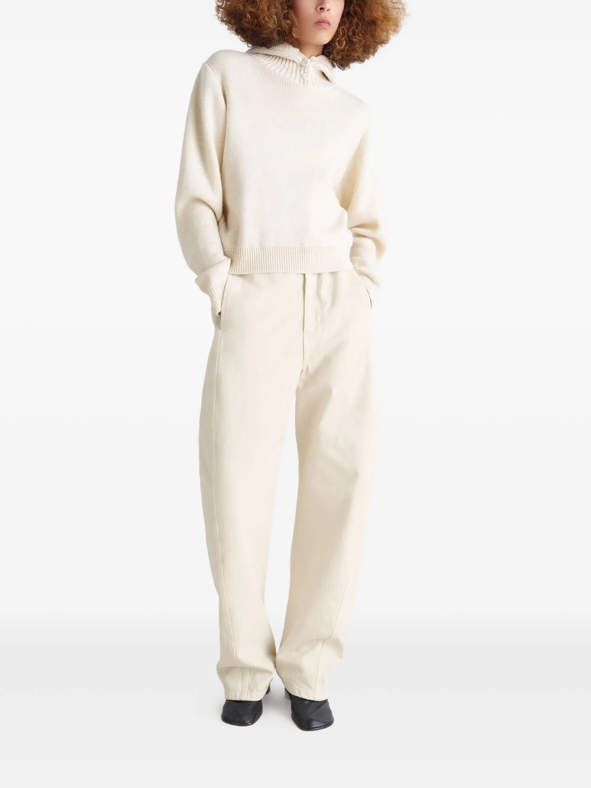 buttoned ribbed-knit sweater