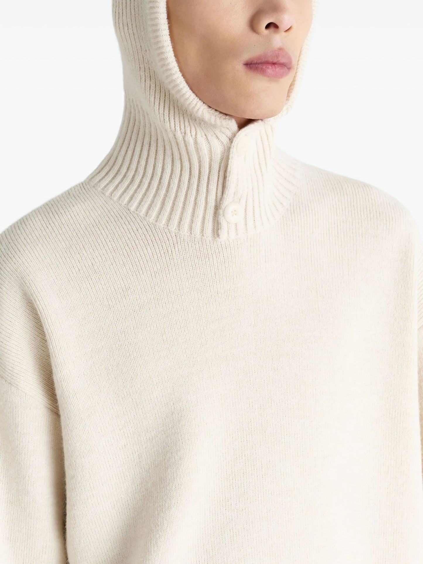 buttoned ribbed-knit jumper