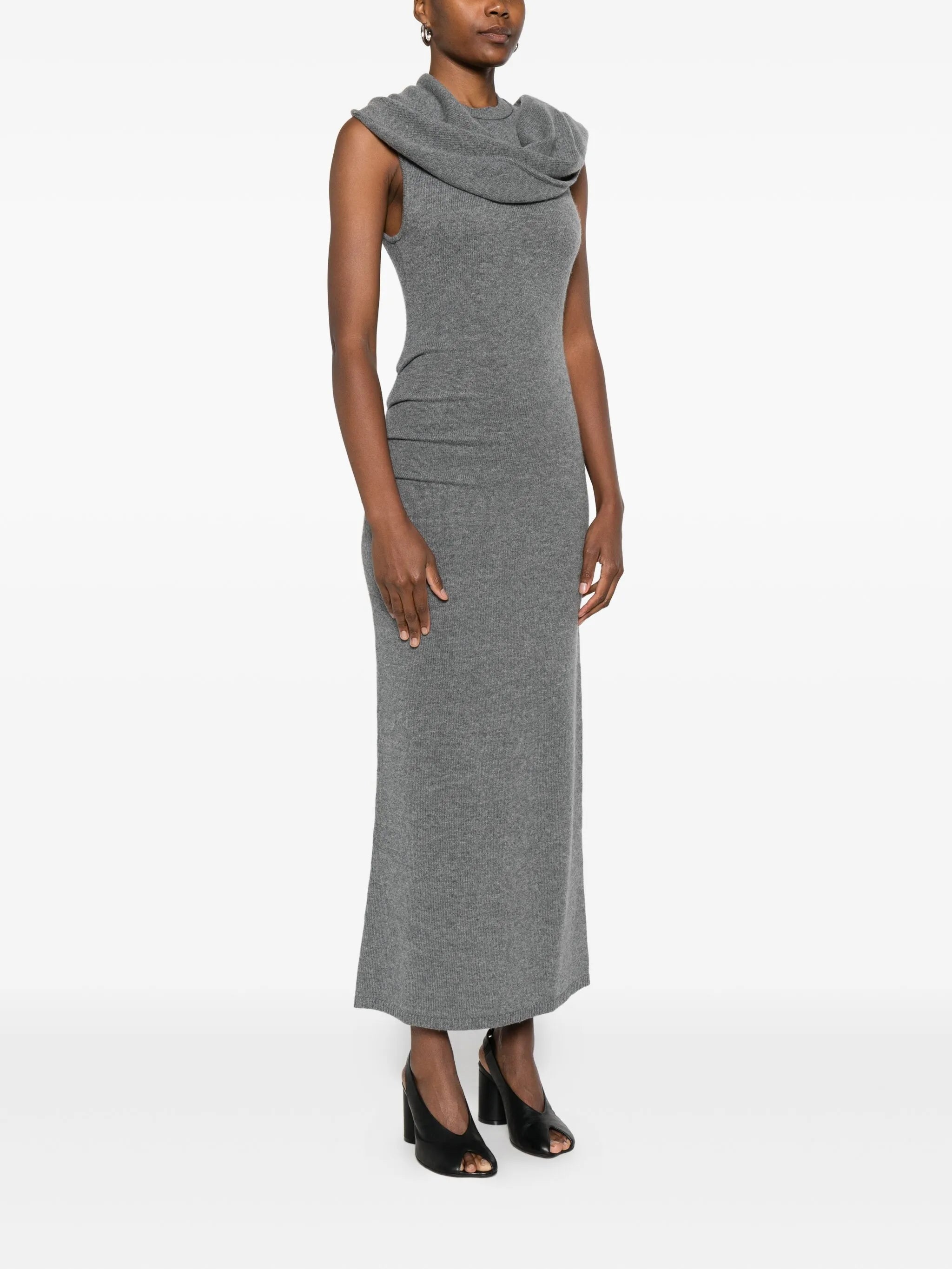 scarf-detail sleeveless maxi dress