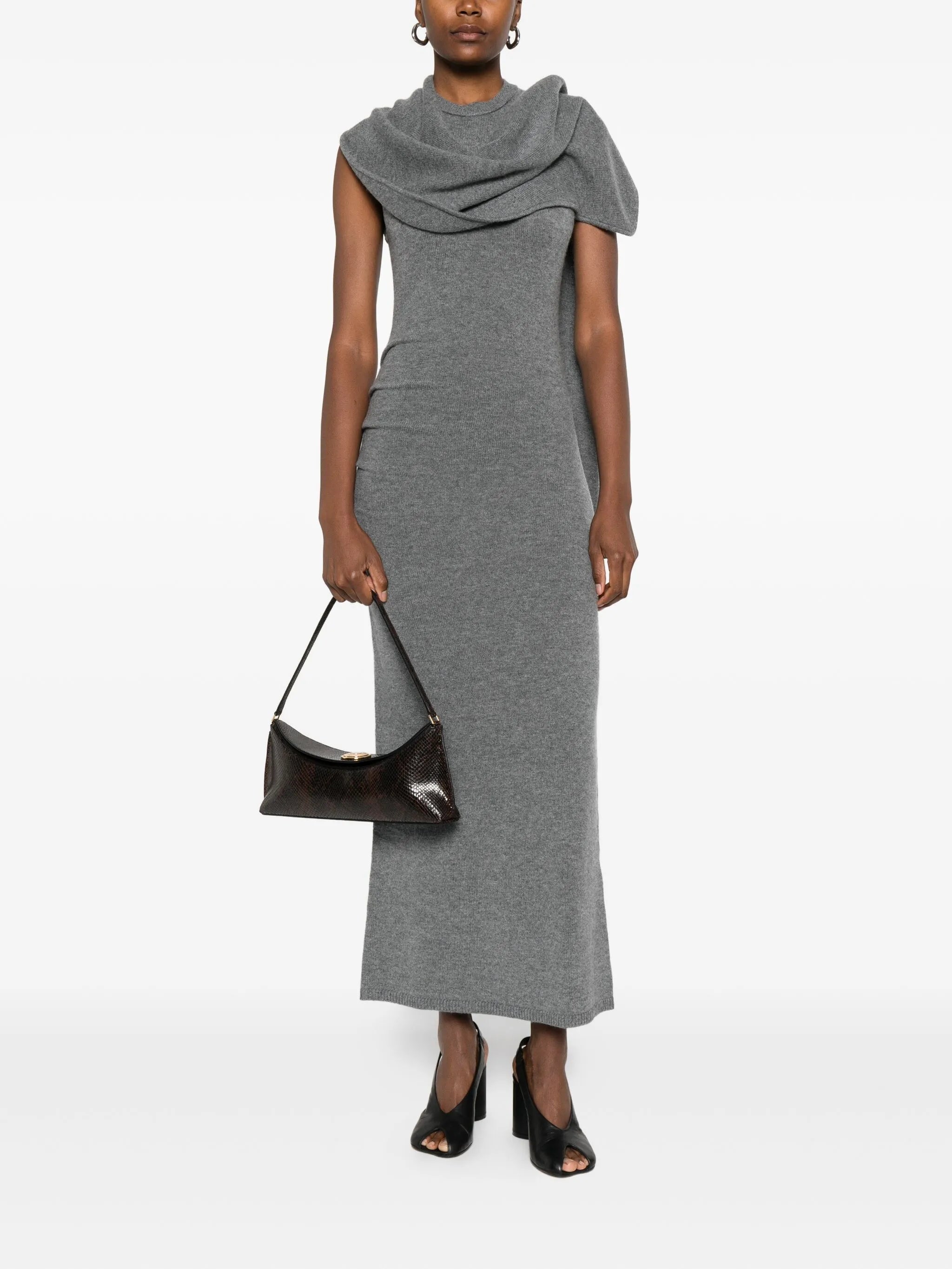 scarf-detail sleeveless maxi dress