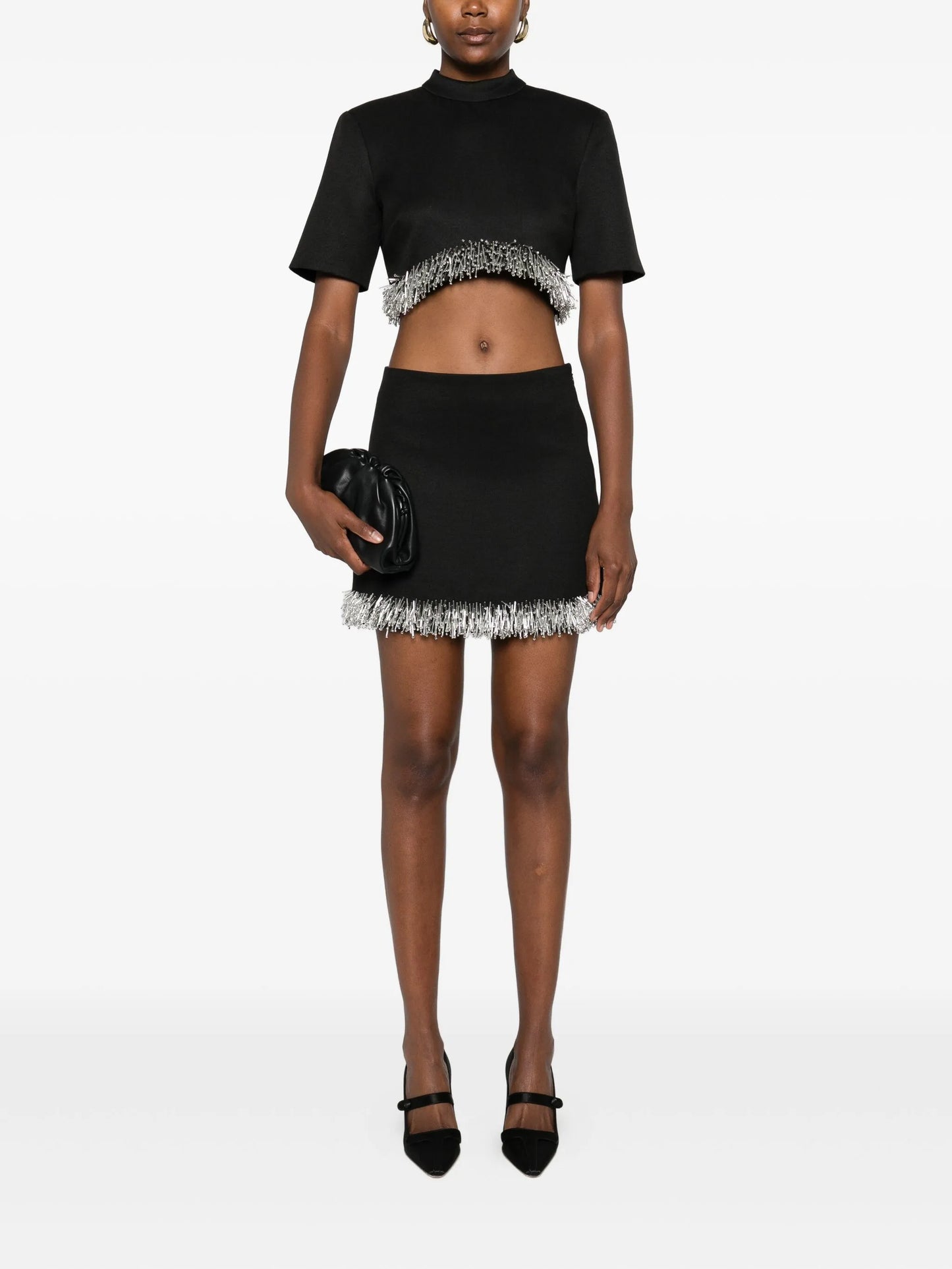 beaded-fringe mini skirt