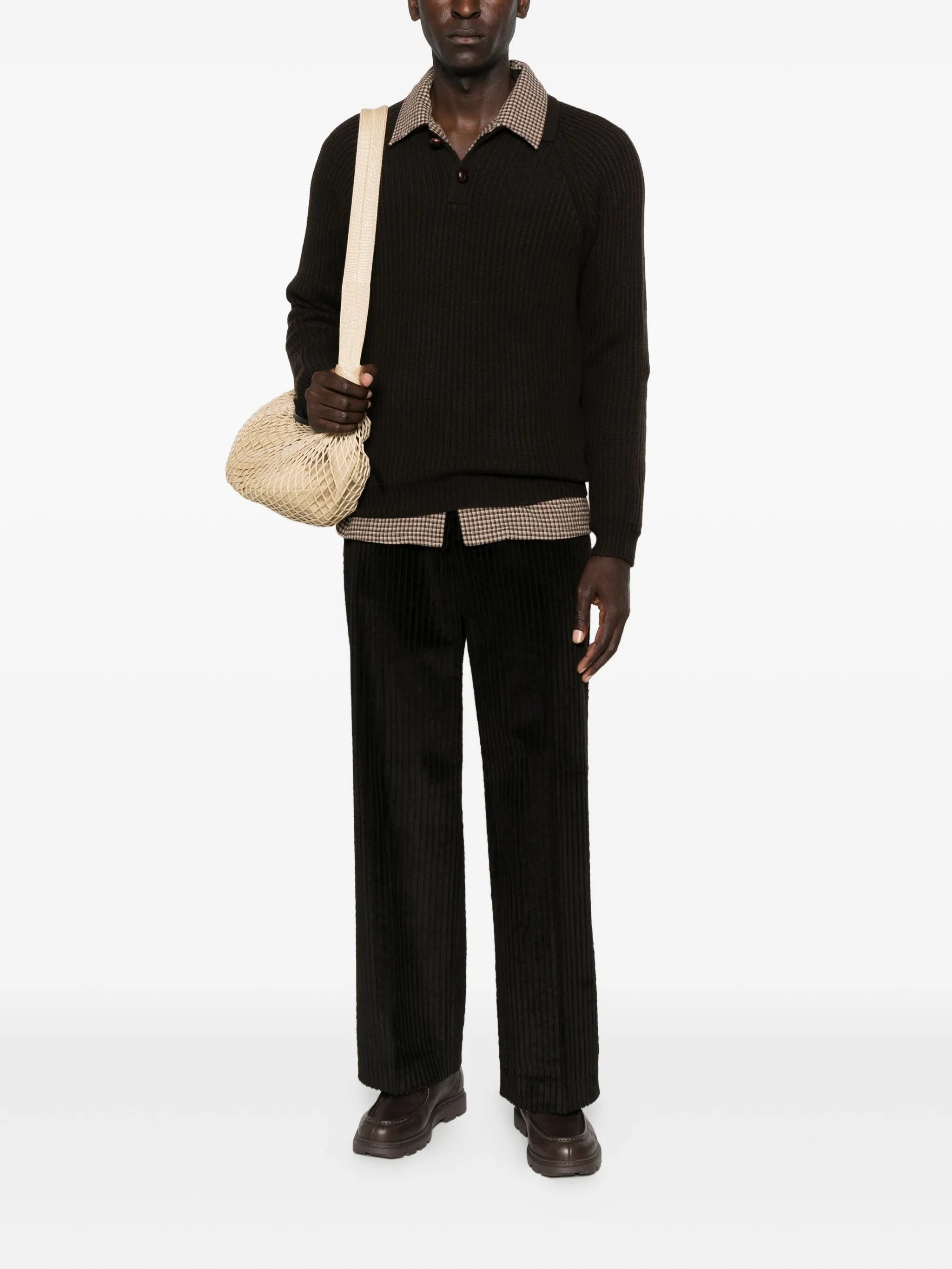 Mr. Darius ribbed-knit polo shirt