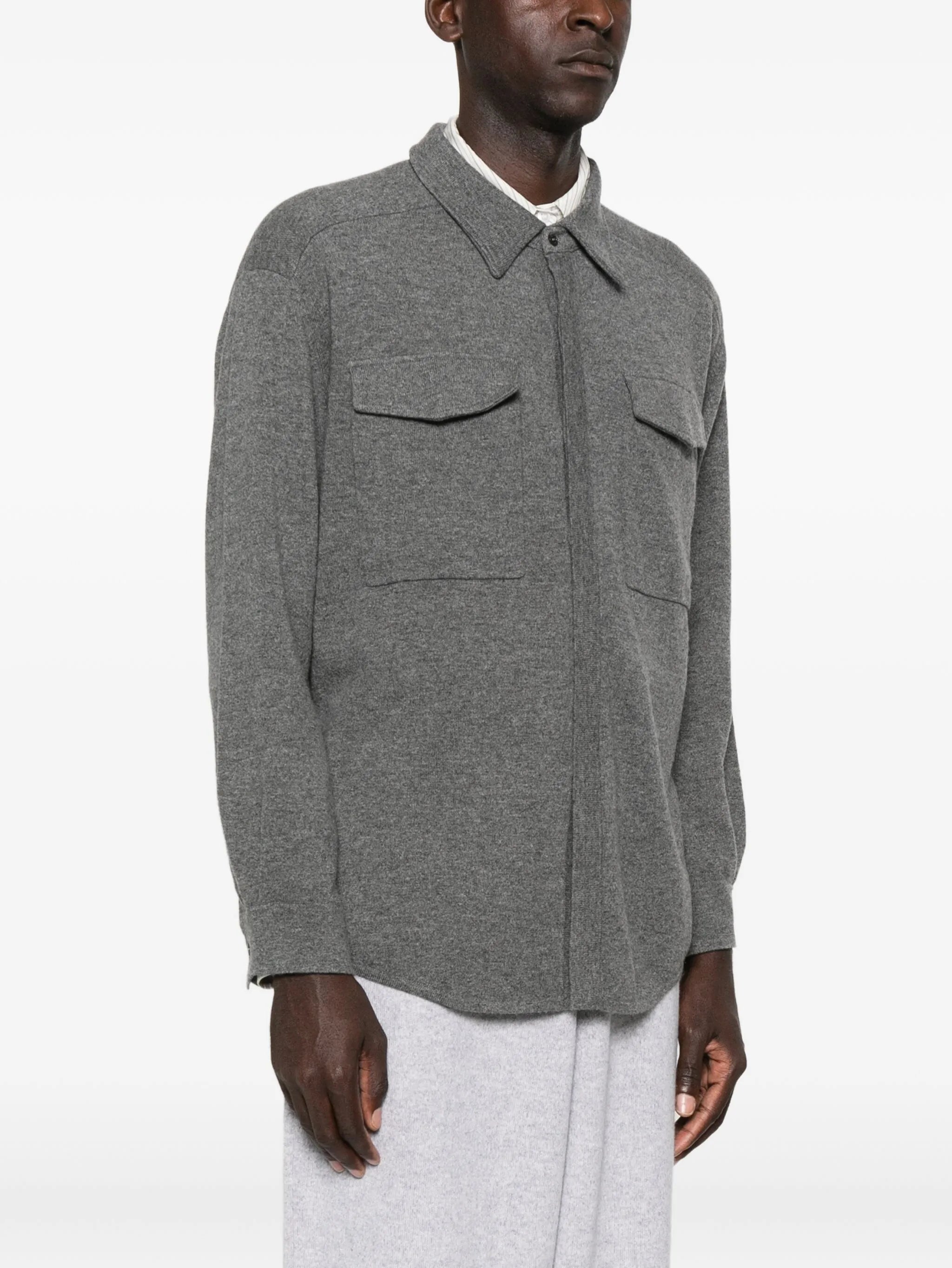 double-pocket cashmere shirt jacket