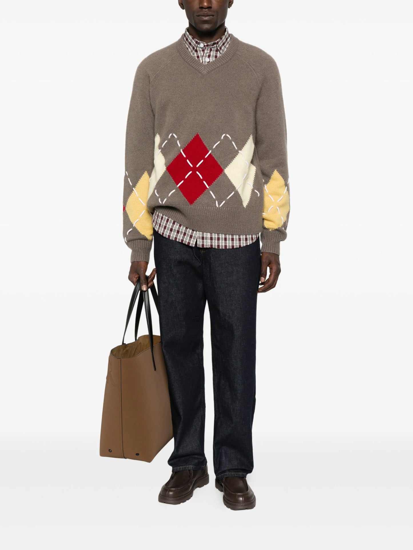 Sloane argyle V-neck sweater