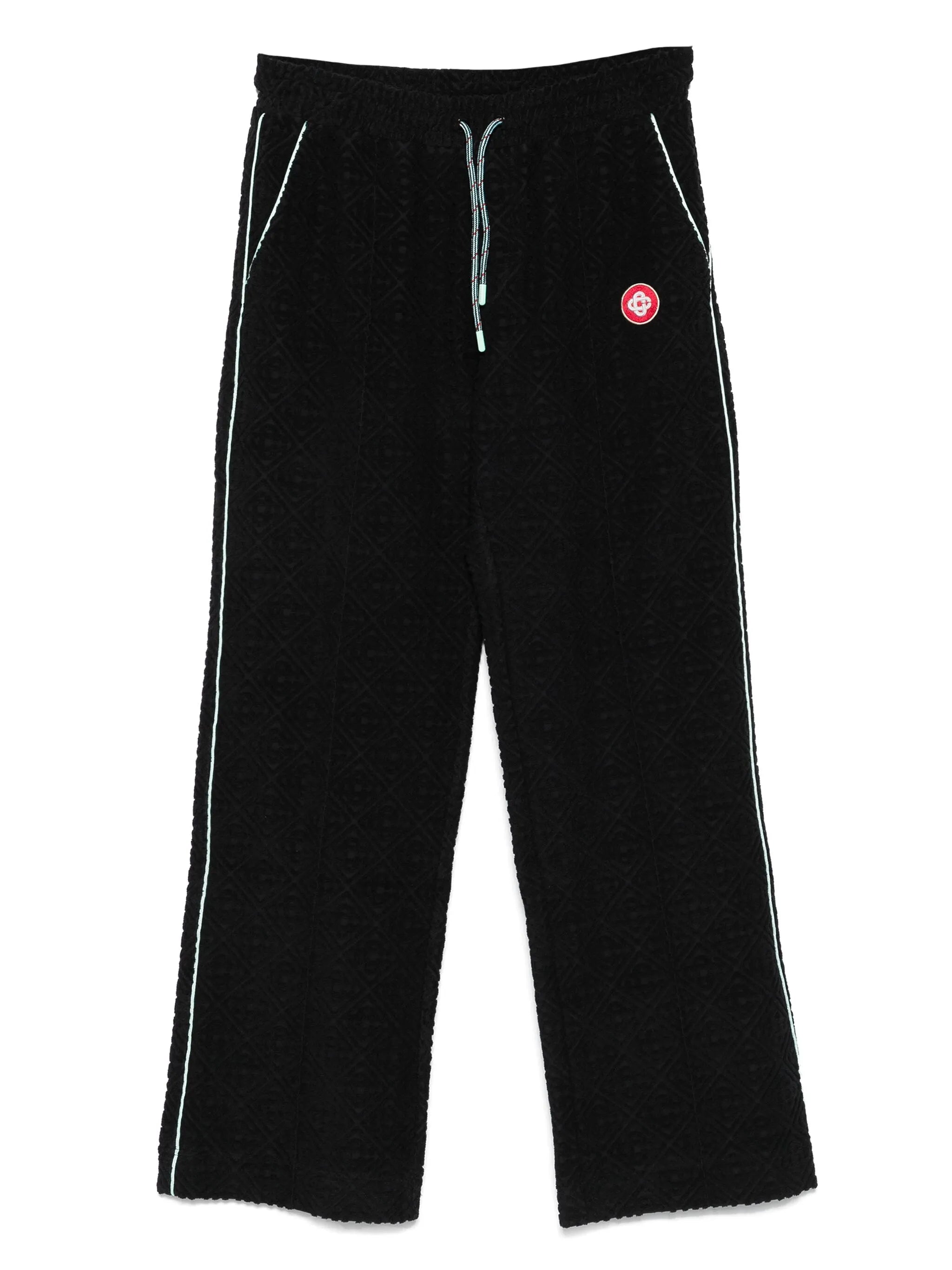 embroidered-logo straight-leg trousers