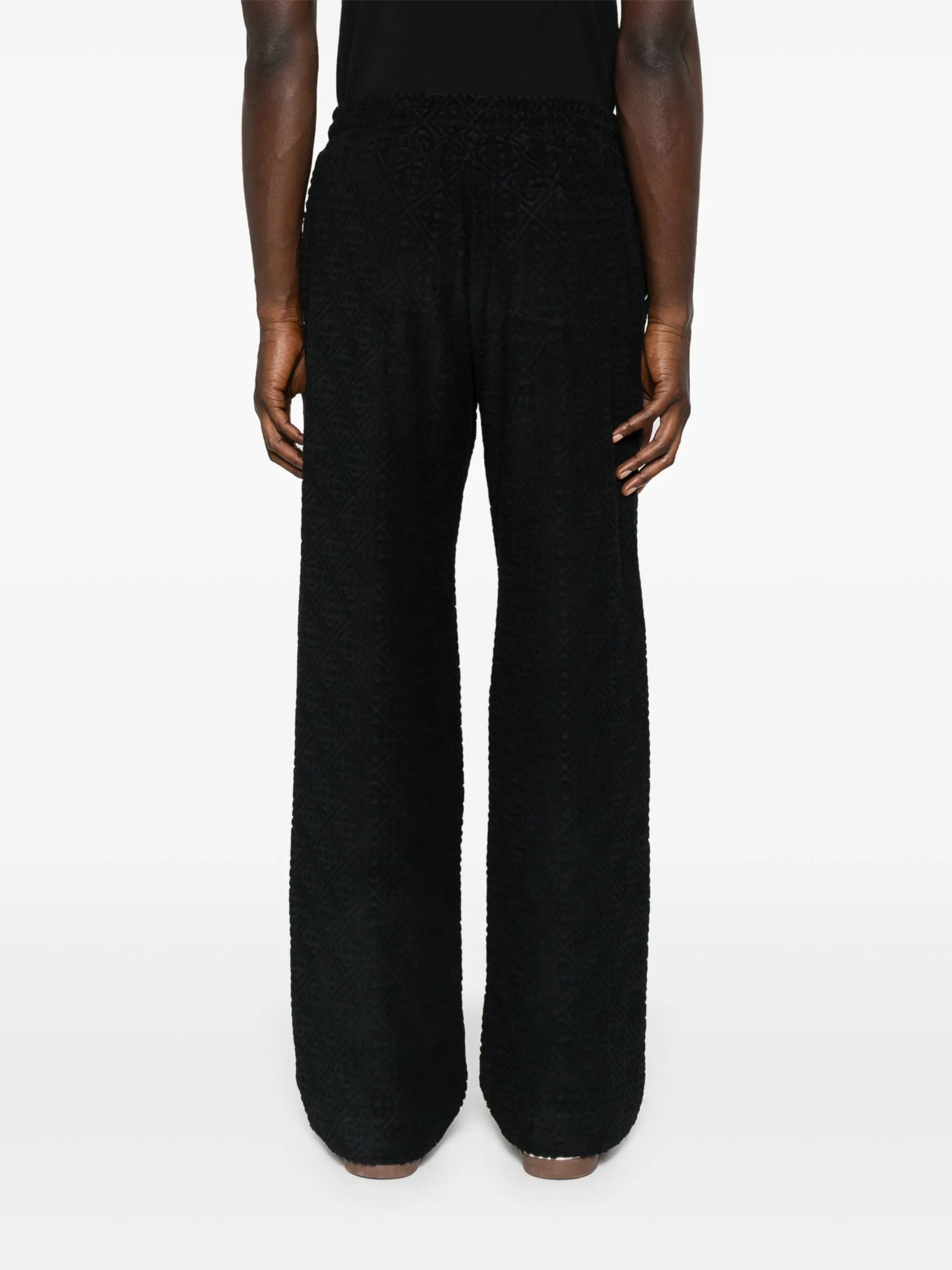 embroidered-logo straight-leg trousers