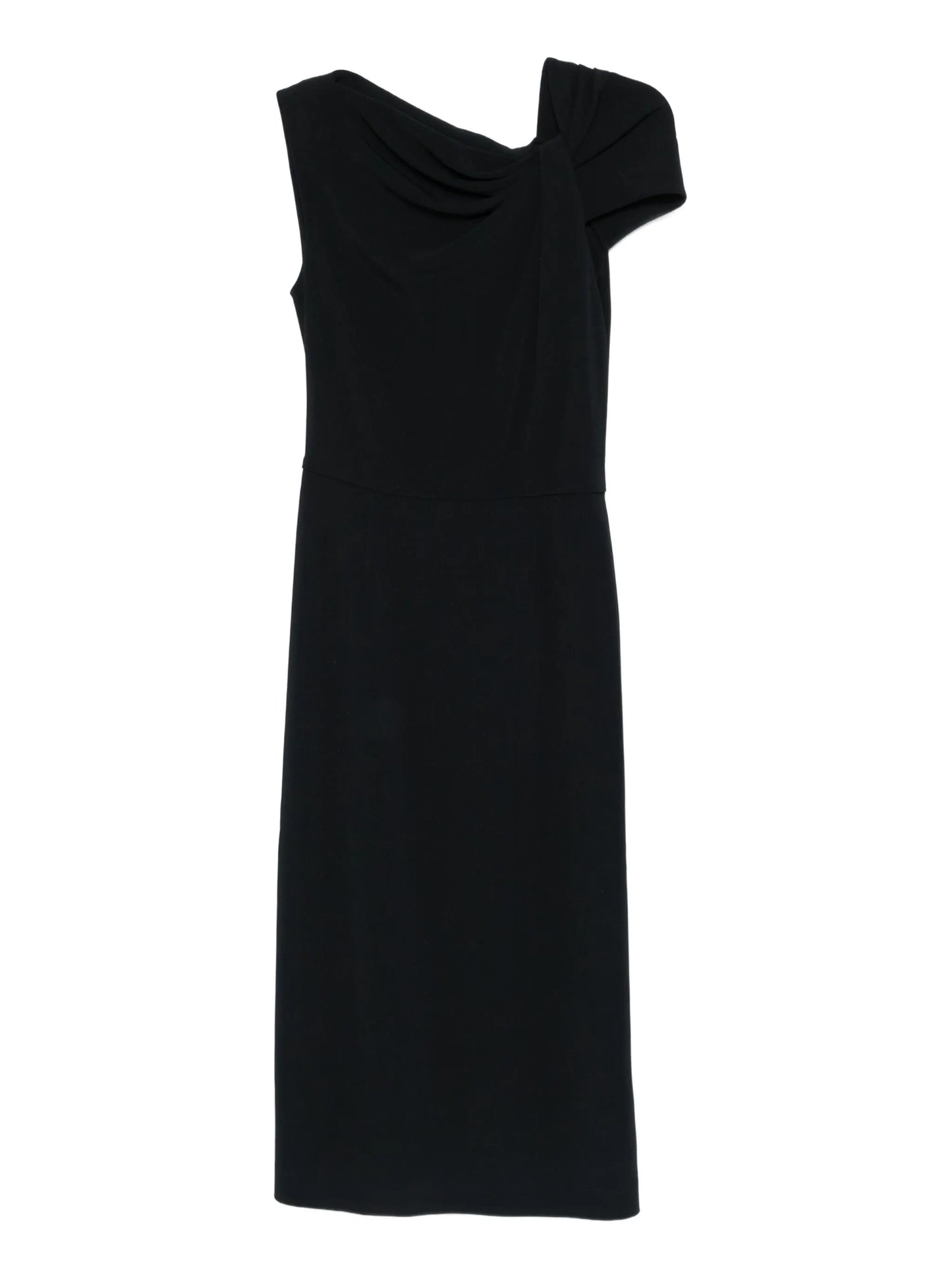 draped-detail one-shoulder midi dress