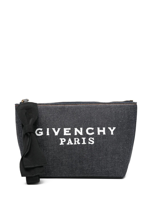 logo bow small make up bag
