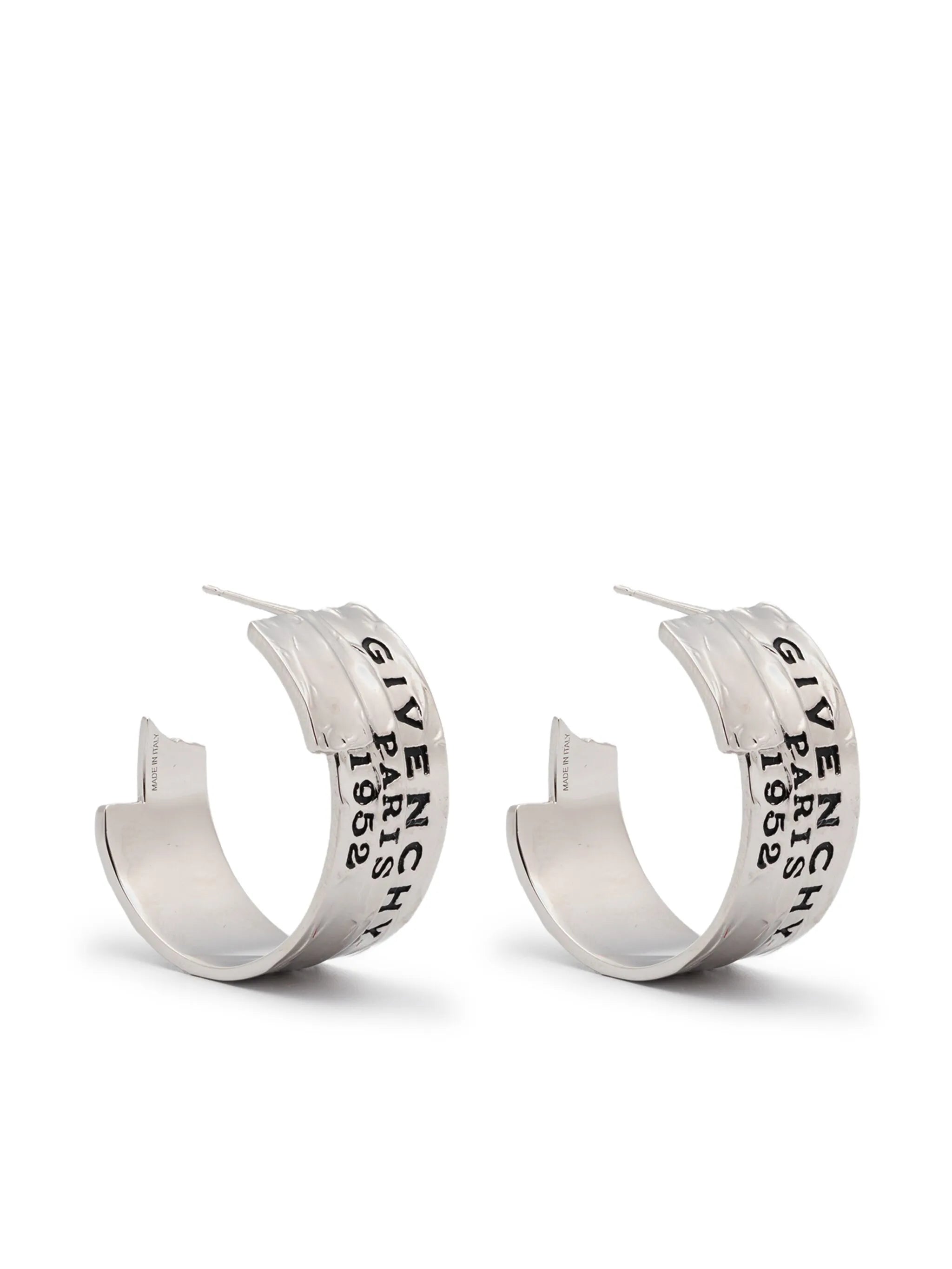 logo-engraved hoop earrings