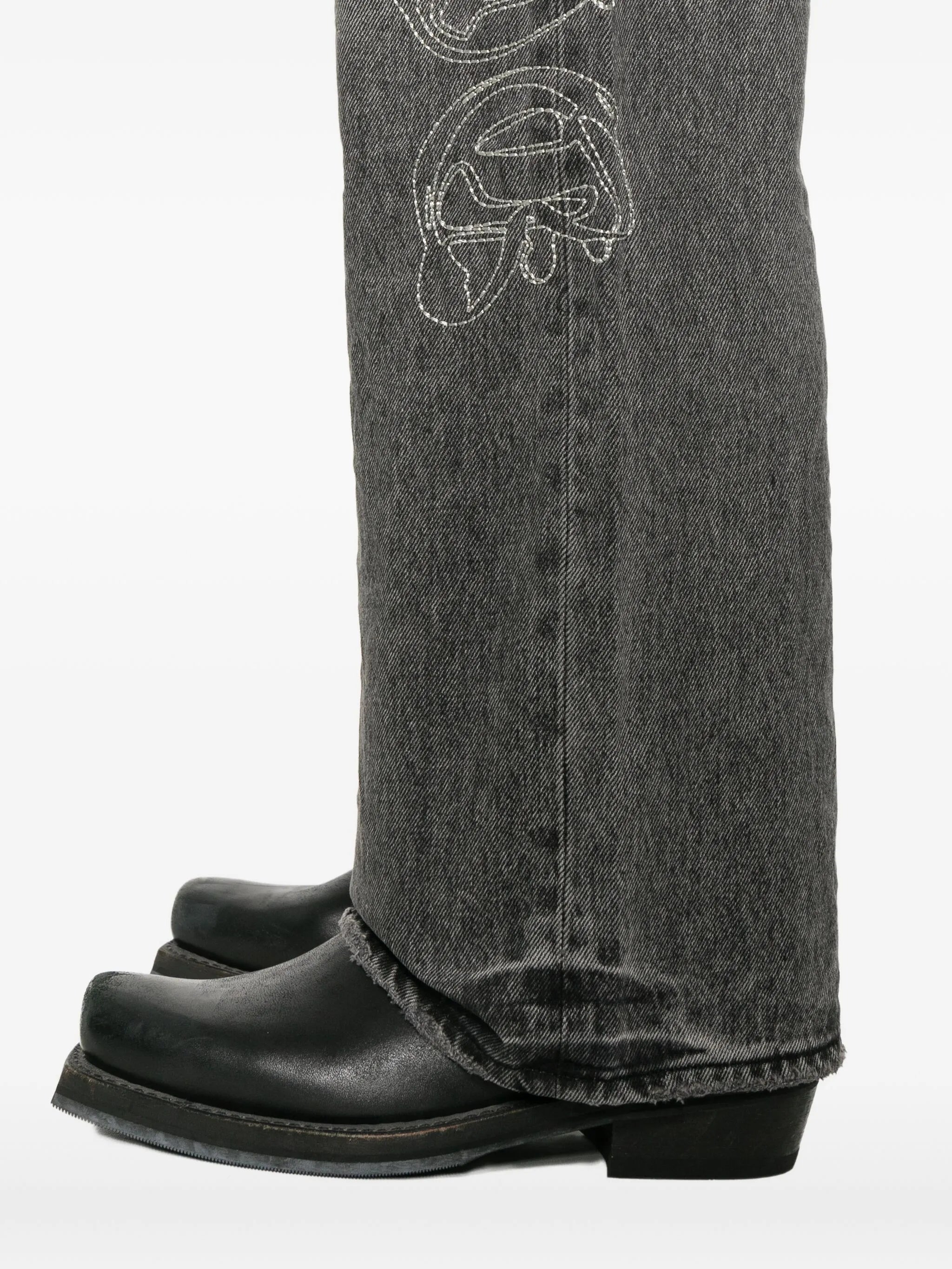 embroidered wide-leg jeans