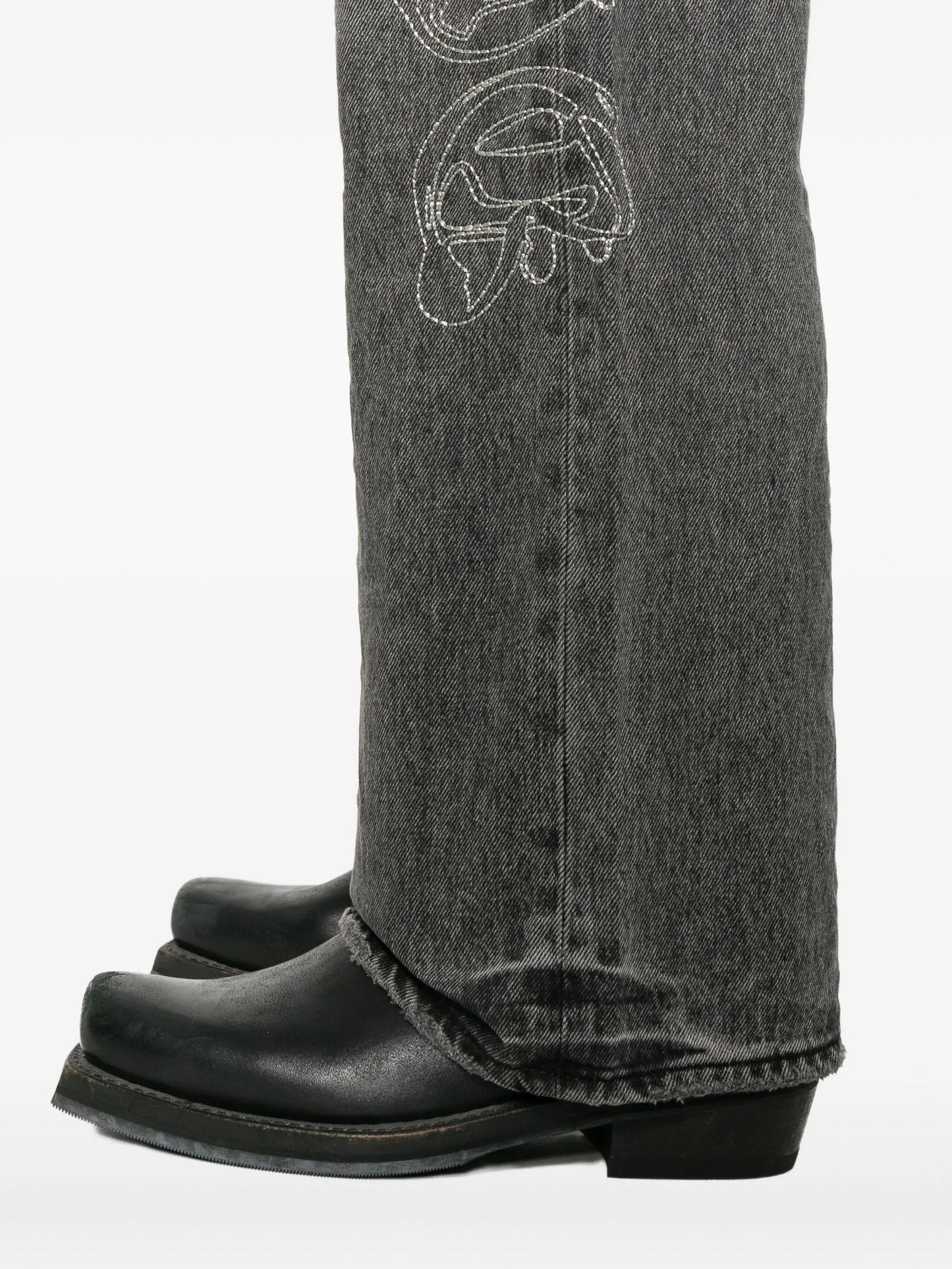 embroidered wide-leg jeans