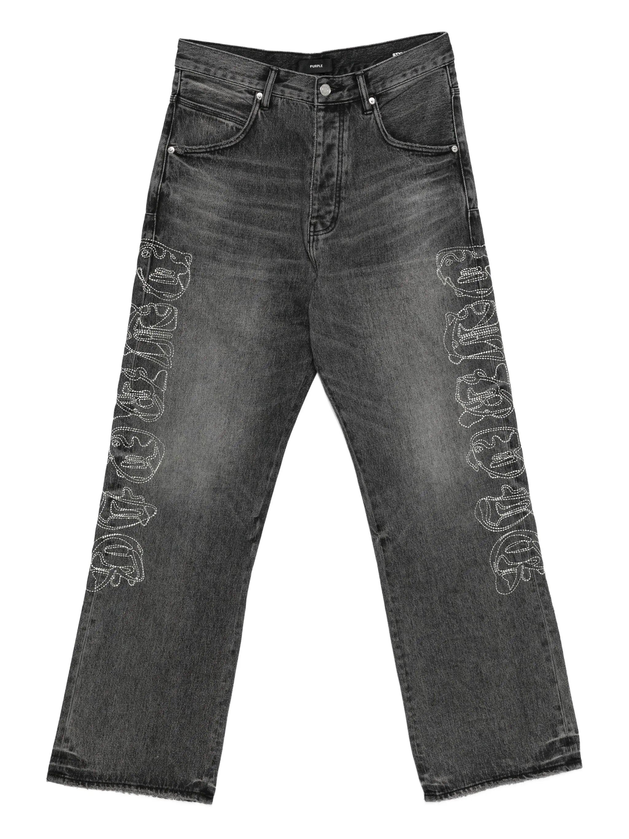 embroidered wide-leg jeans