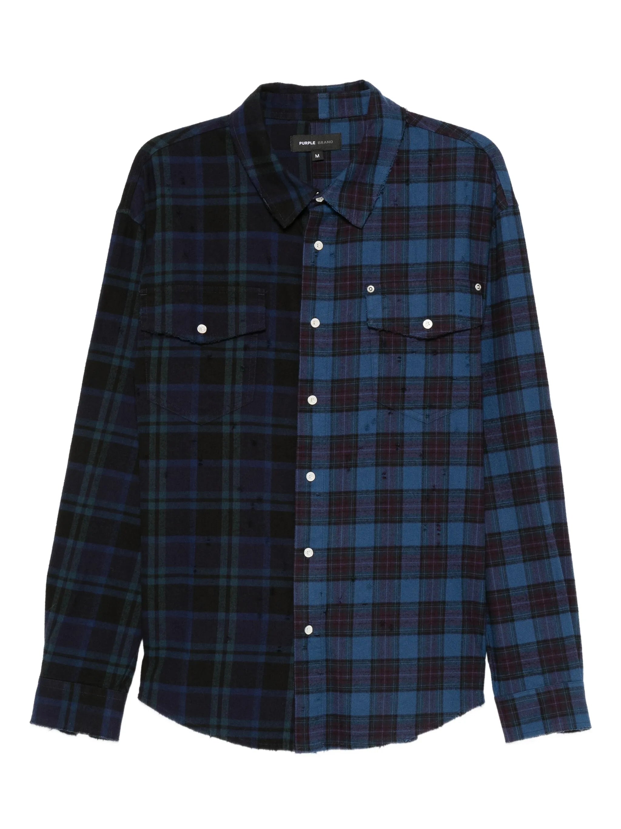 colour-block plaid shirt