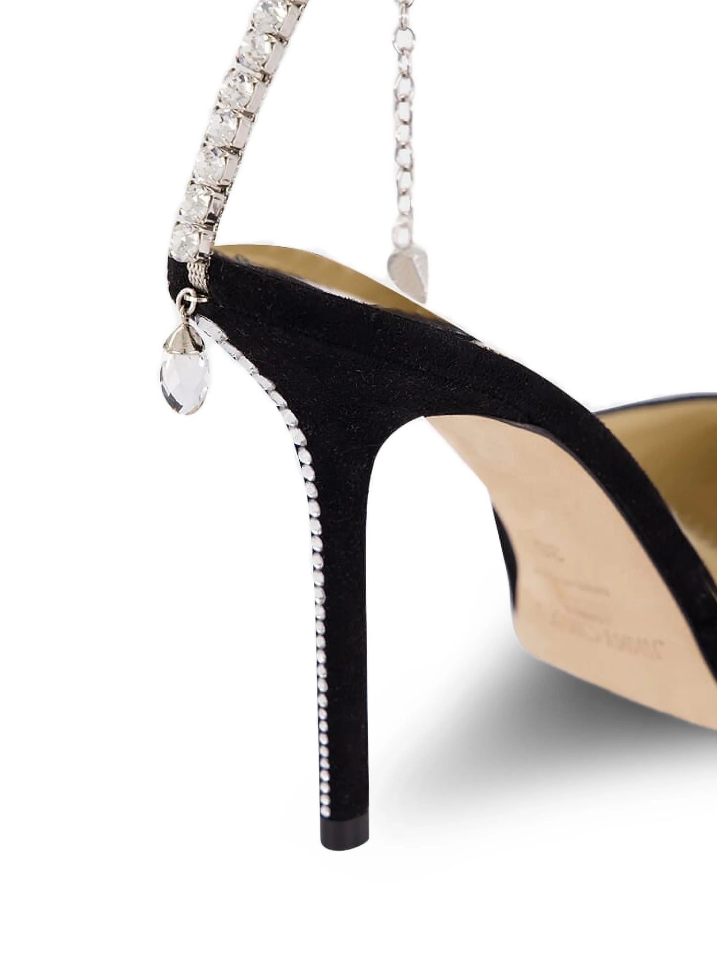 Saeda crystal-chain heeled pumps