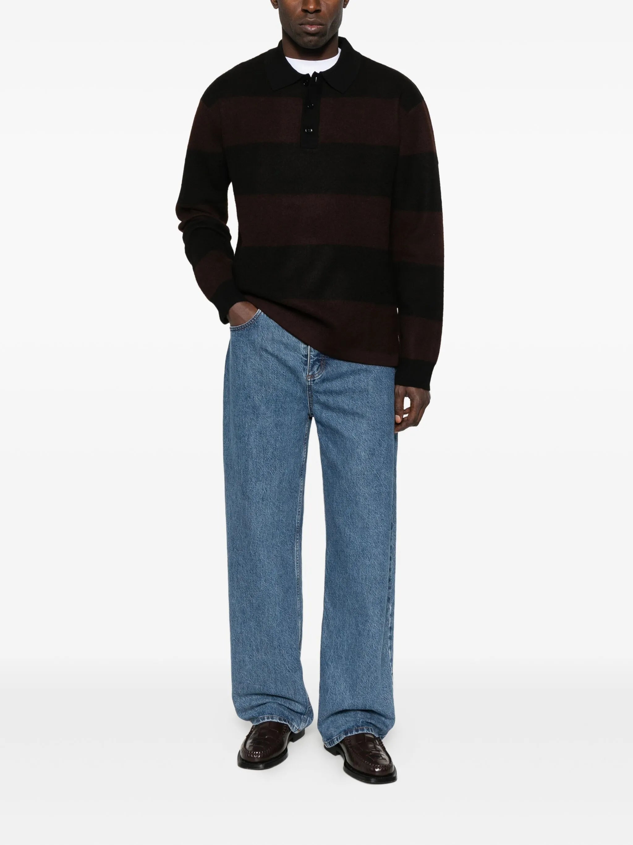 striped wool polo shirt