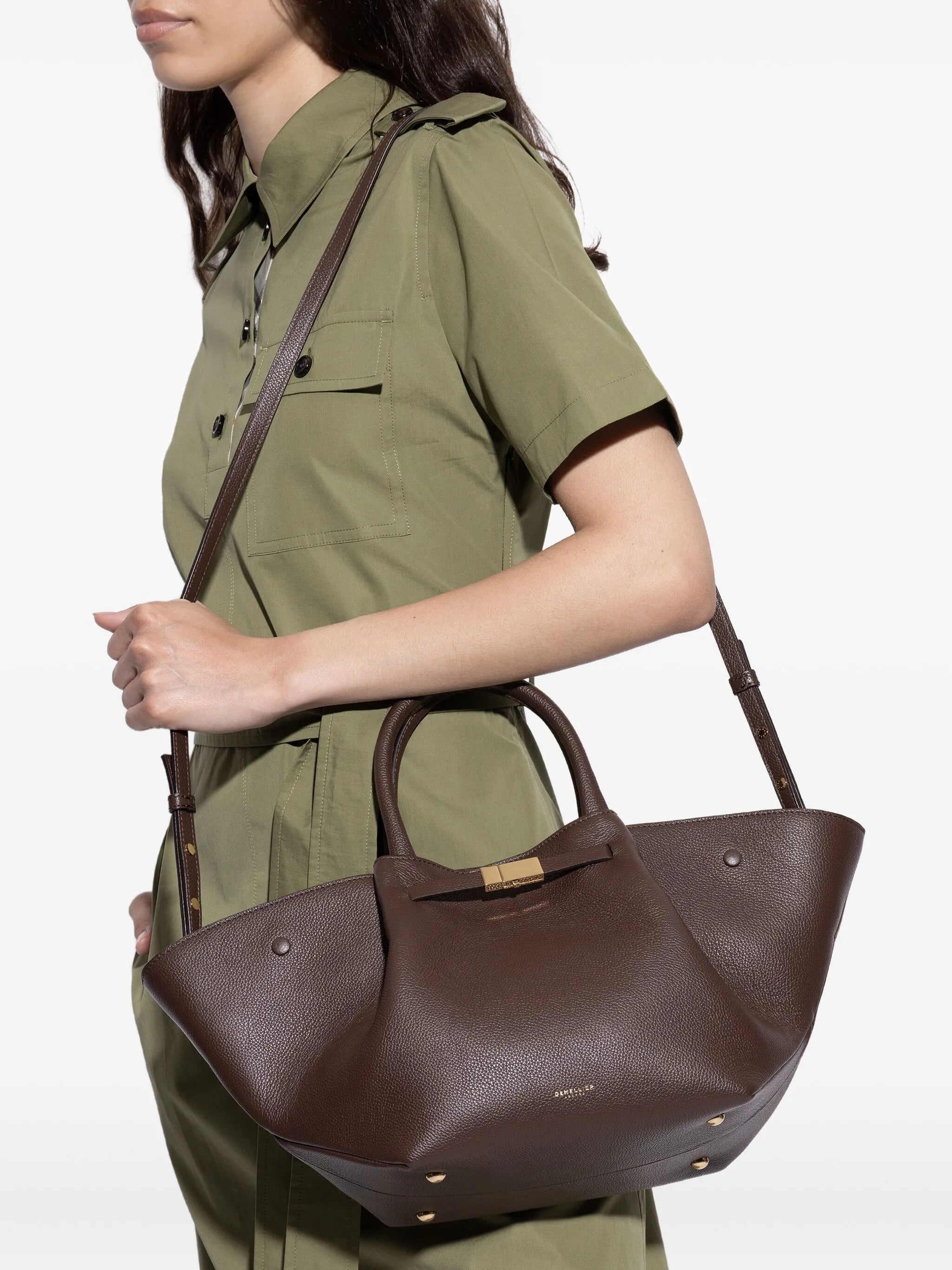 medium New York leather tote bag