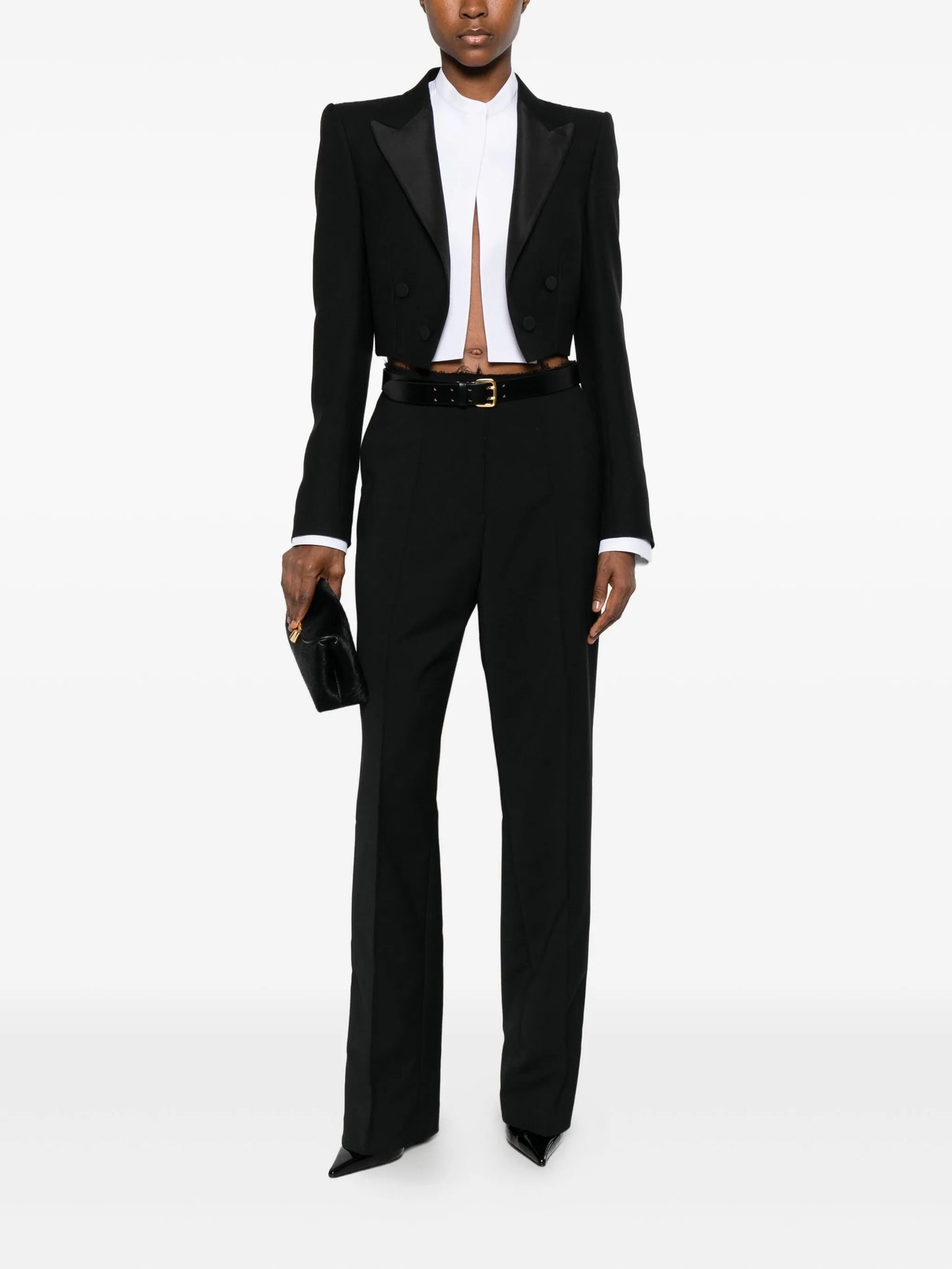 double-breasted cropped blazer