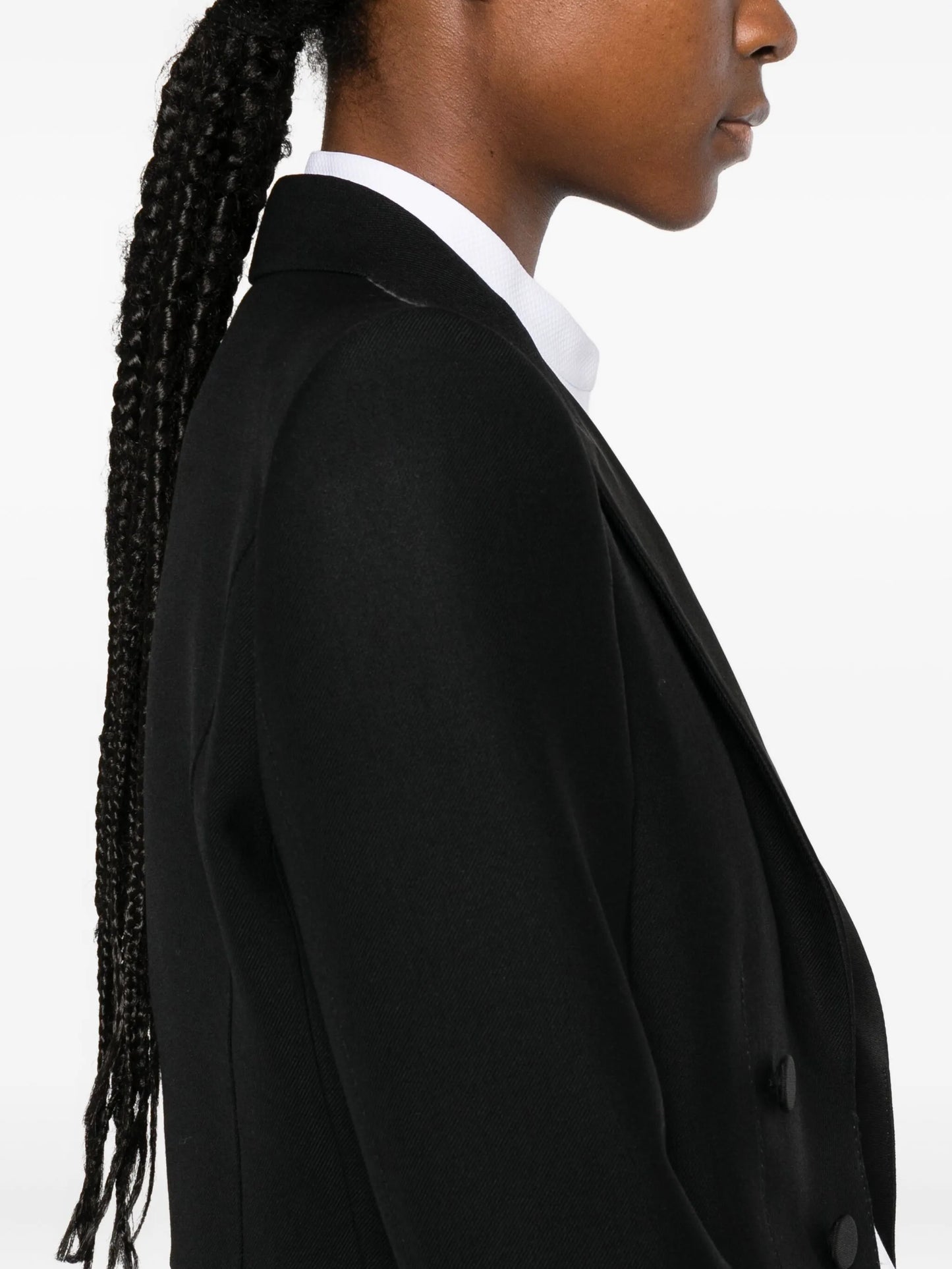 double-breasted cropped blazer