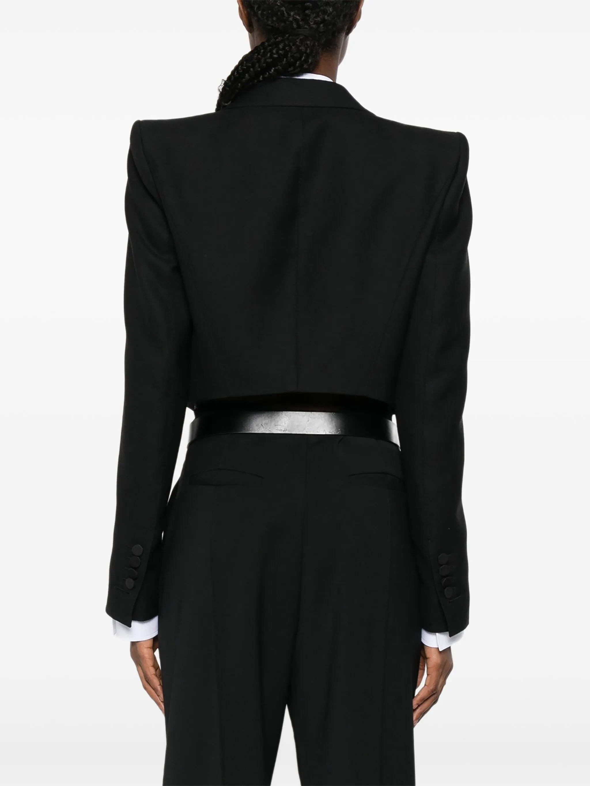 double-breasted cropped blazer
