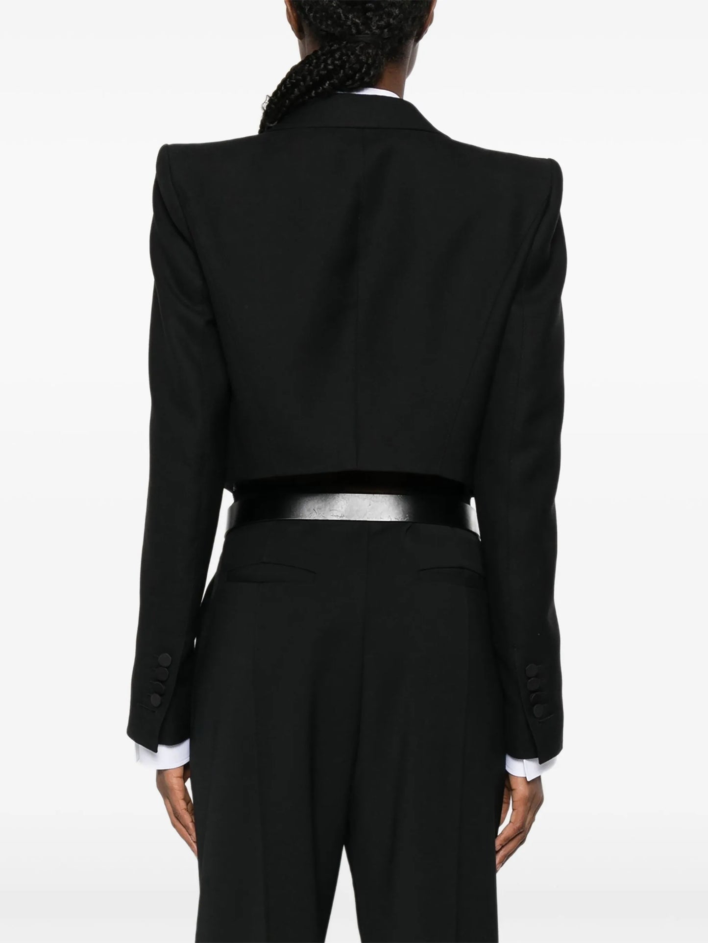 double-breasted cropped blazer