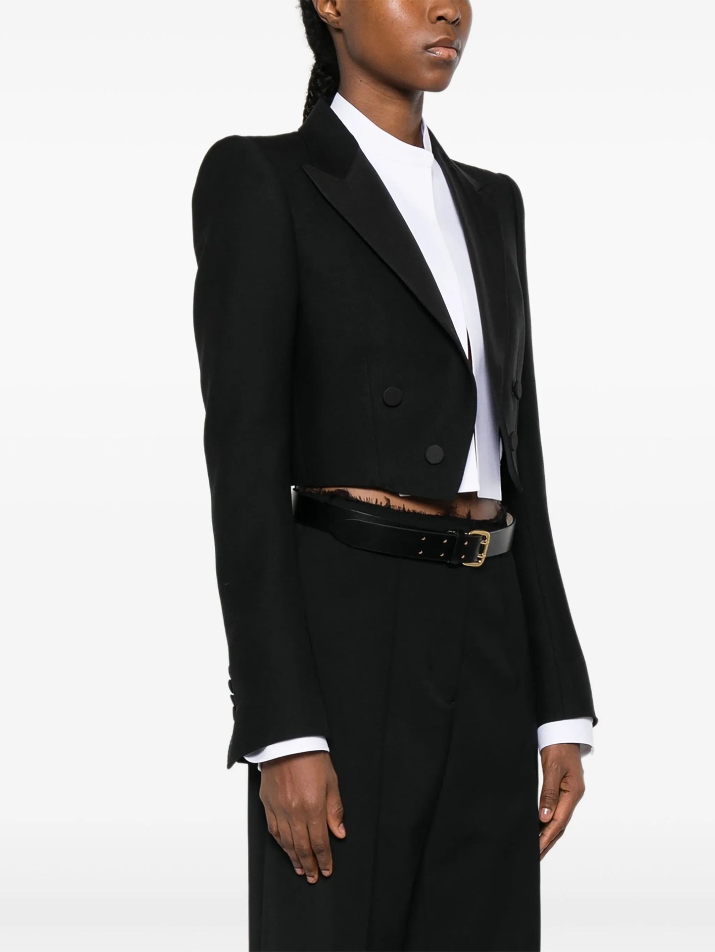 double-breasted cropped blazer