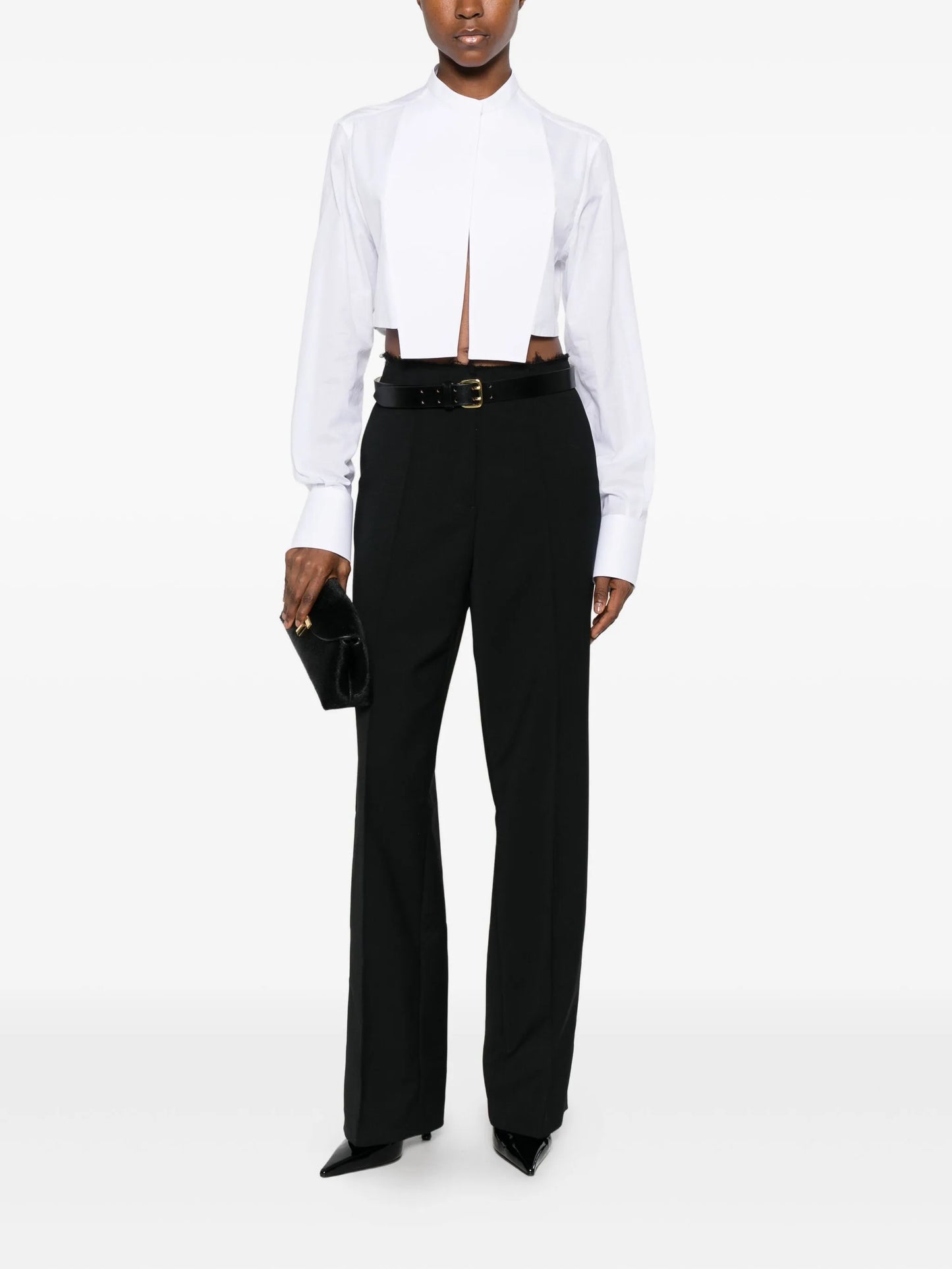 bib-collar cropped shirt