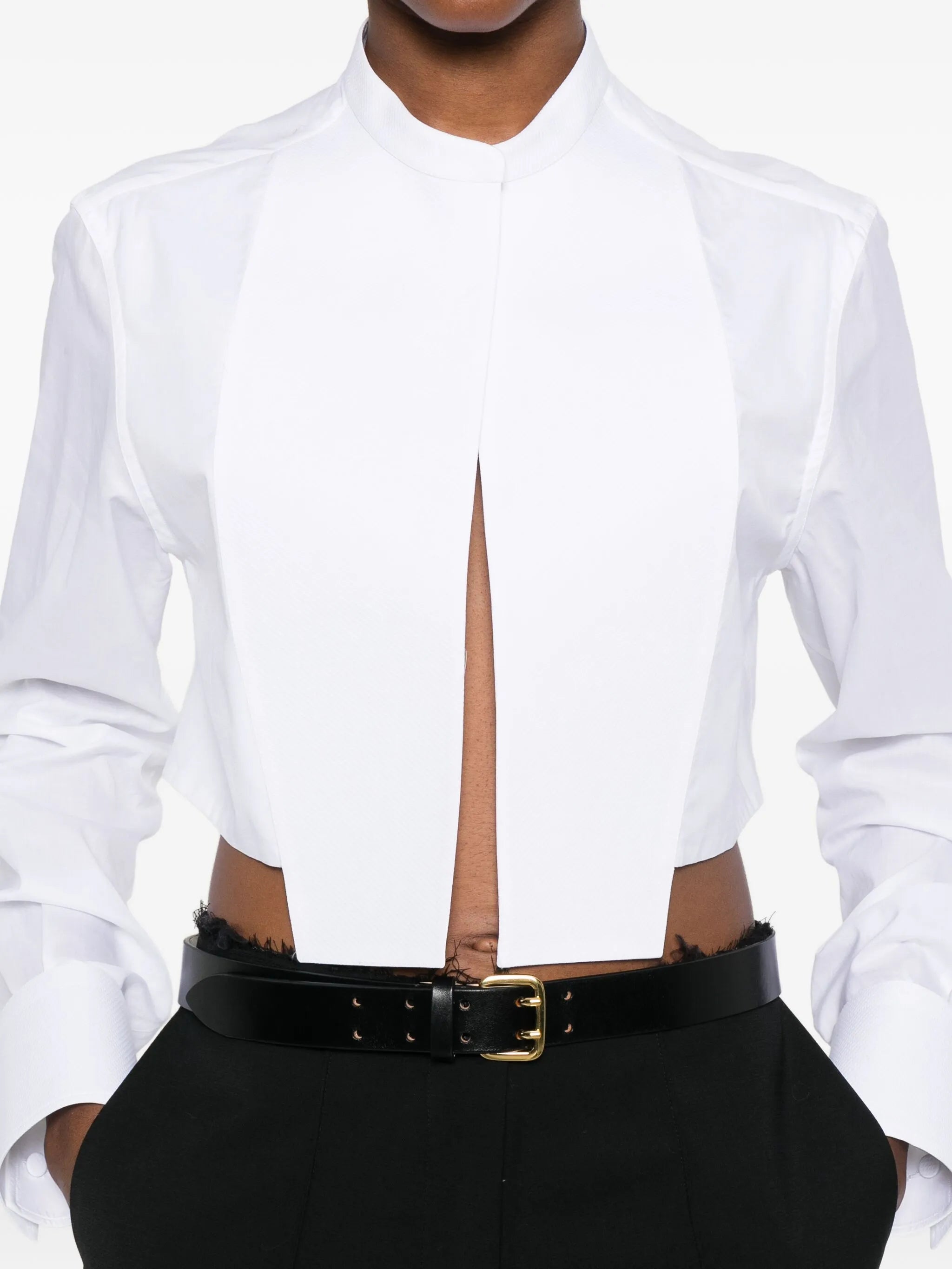 bib-collar cropped shirt