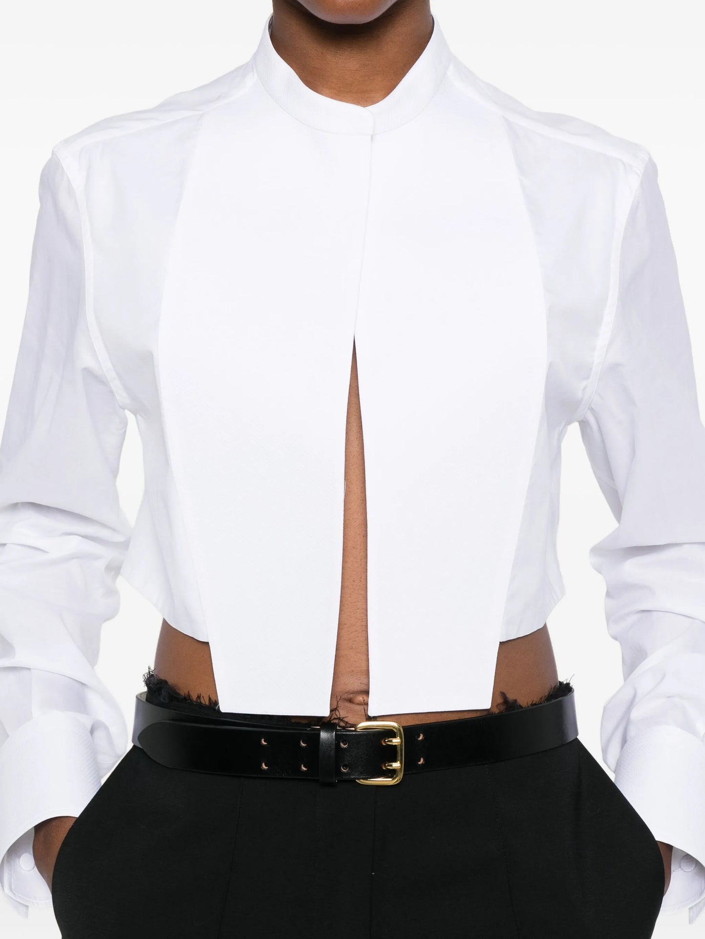 bib-collar cropped shirt